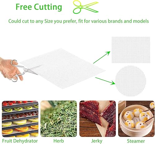 Miniatura 7 de 7 hojas deshidratadoras antiadherentes, reutilizables, cuadradas, de silicona, para secadora de frutas, malla de 11.8 x 12.8 pulgadas (11.8 x 12.6