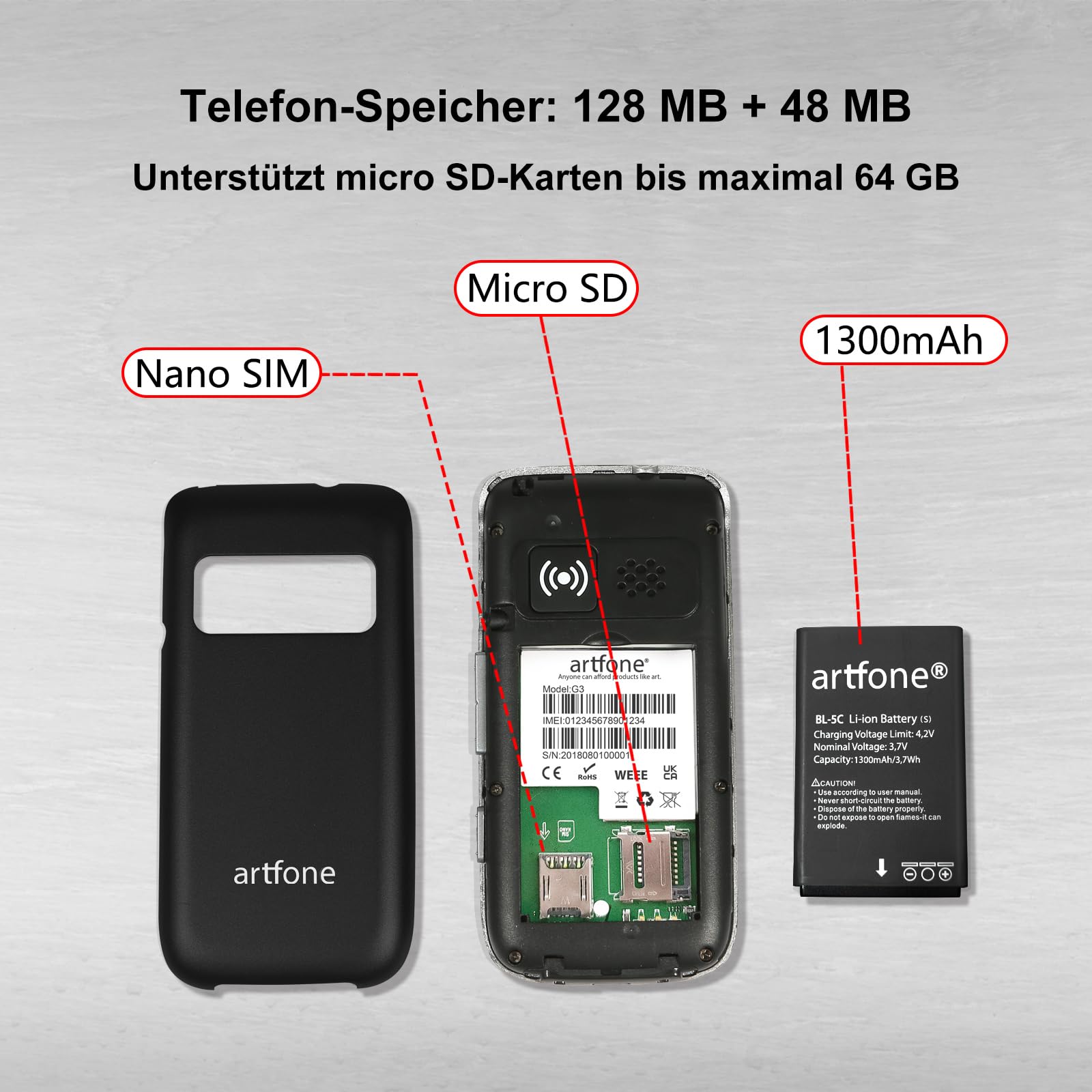 artfone G3 4G VoLTE Teléfono móvil de Tapa para Mayores丨Botones y Teclas Grandes丨Teléfono móvil para Ancianos de Pantalla 2,4" 丨Base de Carga丨Botón SOS丨Bateria 1300mAh丨Radio FM丨Bluetooth丨USB-C - Negro