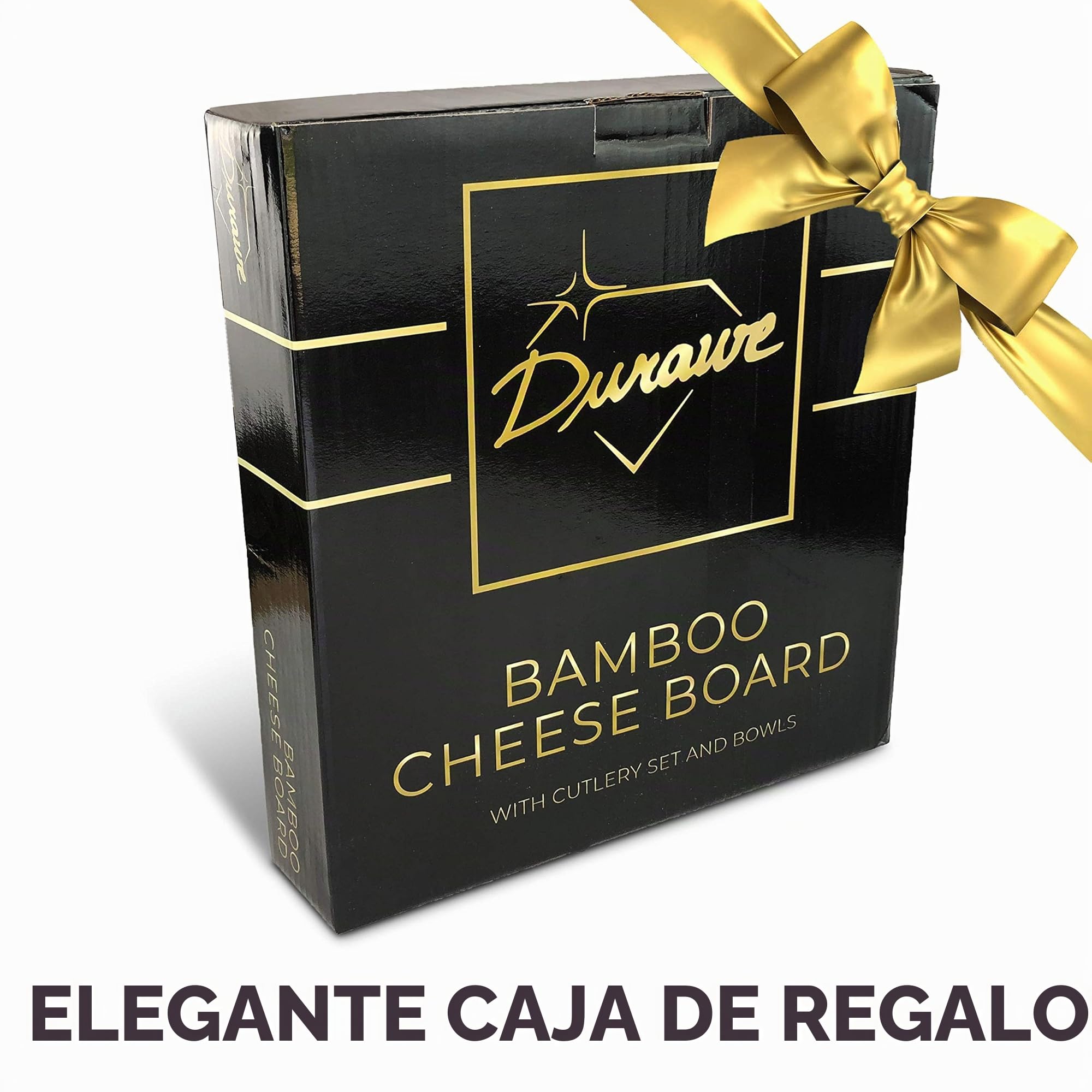 Set Tabla de Queso de Bambú y Cuchillos, Cuencos de Cerámica y Abrebotellas – Bandeja Queso 100% Madera Orgánica, Tabla Charcutería