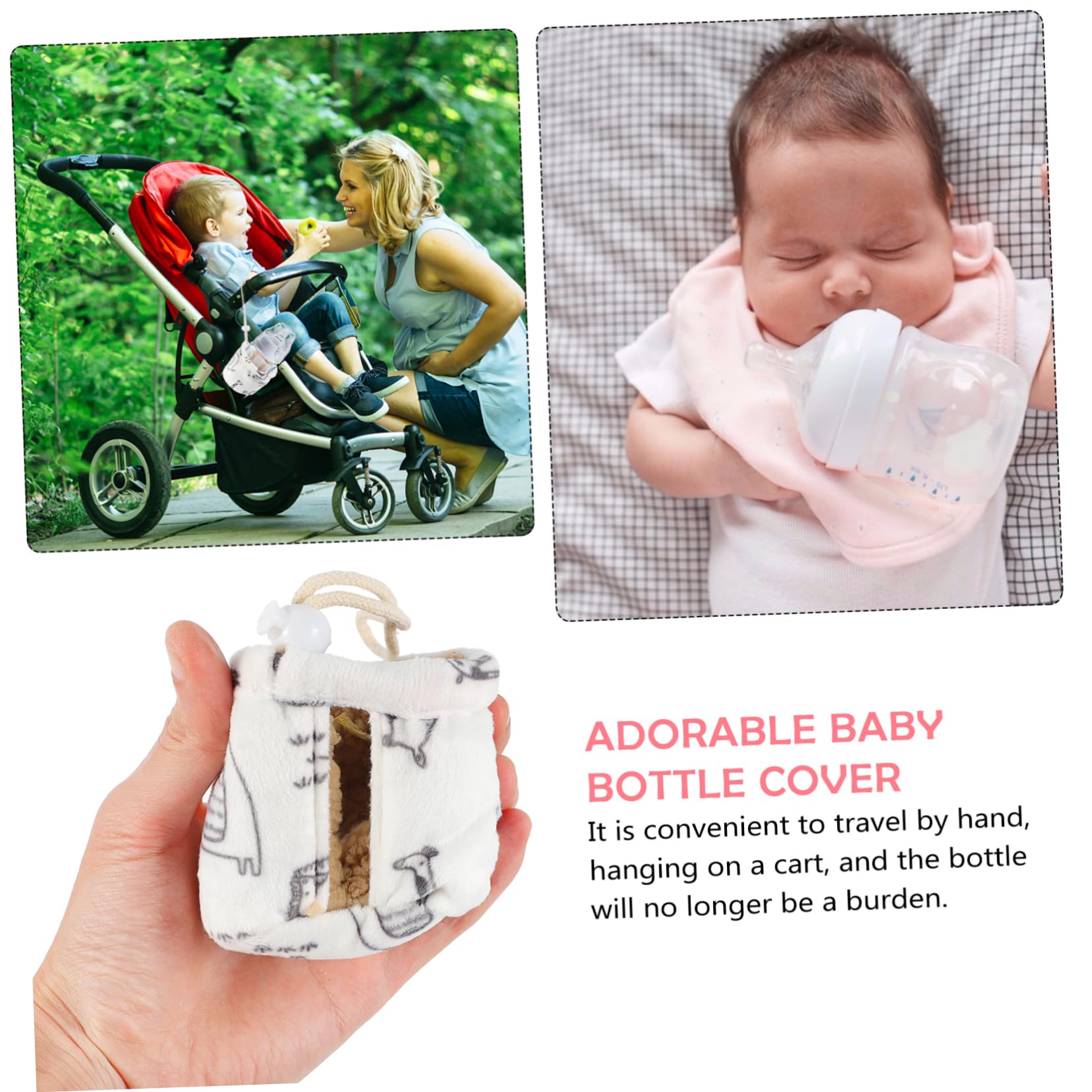 ibasenice 5 Piezas Cubre Biberones Anti Caída Decoración del Coche Funda Portátil para Biberón Calentador De Biberones De Viaje Tapa De Biberón Niño Pequeño Leche Aislamiento Sherpas