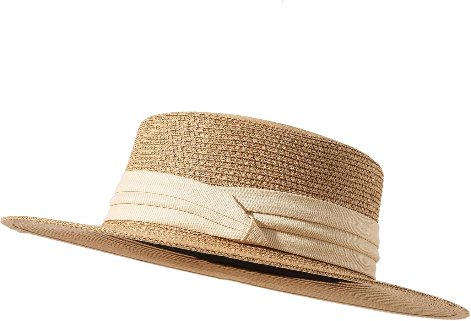 Lanzom Sun Hats for Women Wide Brim Straw Boater Hat Foldable Packable Beach Hat for Summer Fit Size 6 8/7-7 1/4 - Image 2