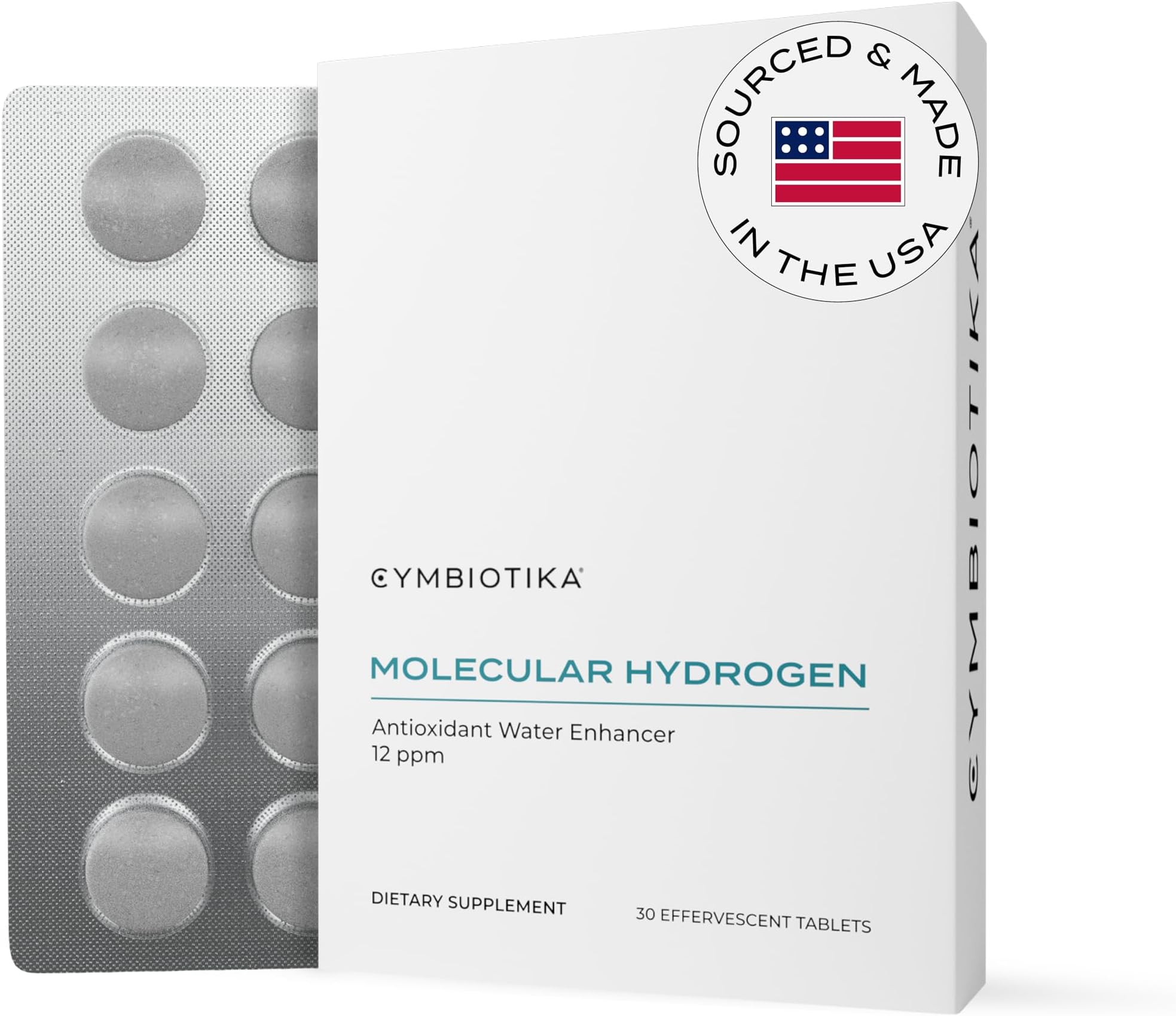 CYMBIOTIKA H2 Molecular Hydrogen Water Tablets with Magnesium, Helps Fight Inflammation & Stress, Neutralizing Free Radicals and Improving Athletic Recovery, Keto Antioxidant Drink, 12 PPM, 30 Tablets