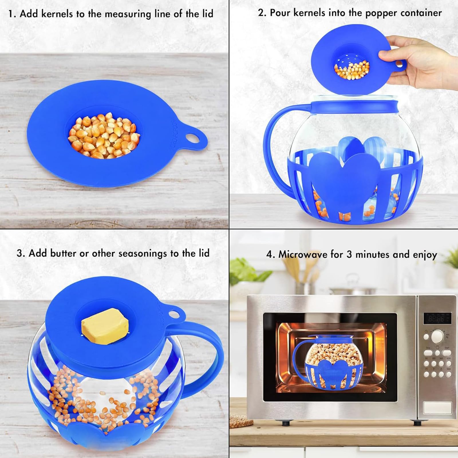 PANGBOER Micro-Ondes Riz soufflé Air Popper Micro-Ondes Verre Borosilicate Machine à Riz soufflé Pot Accessoires de Cuisine Fabricant