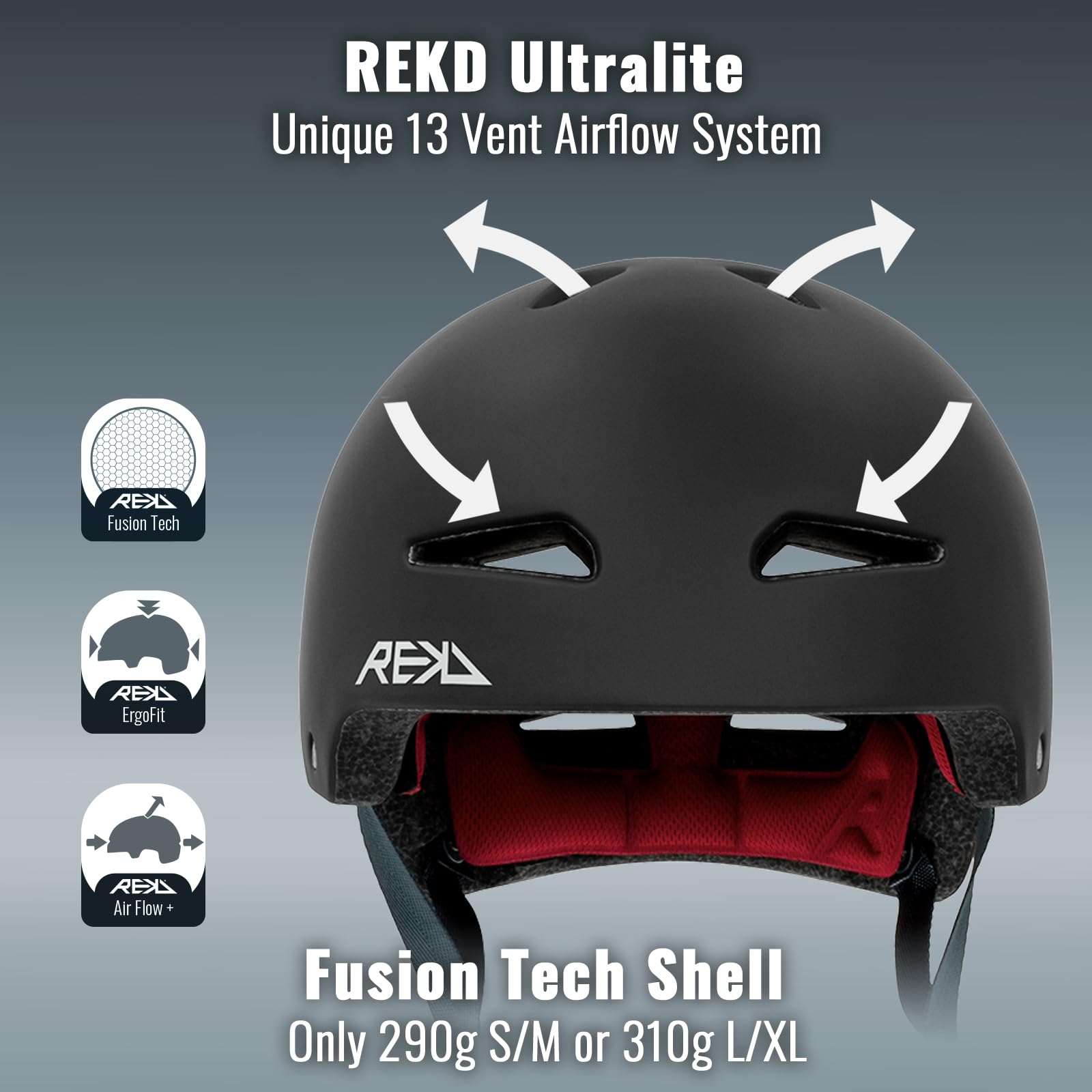REKD Ultralite in-Mold Casque entièrement certifié avec Rembourrage réglable, pour Tous Les Sports d'action
