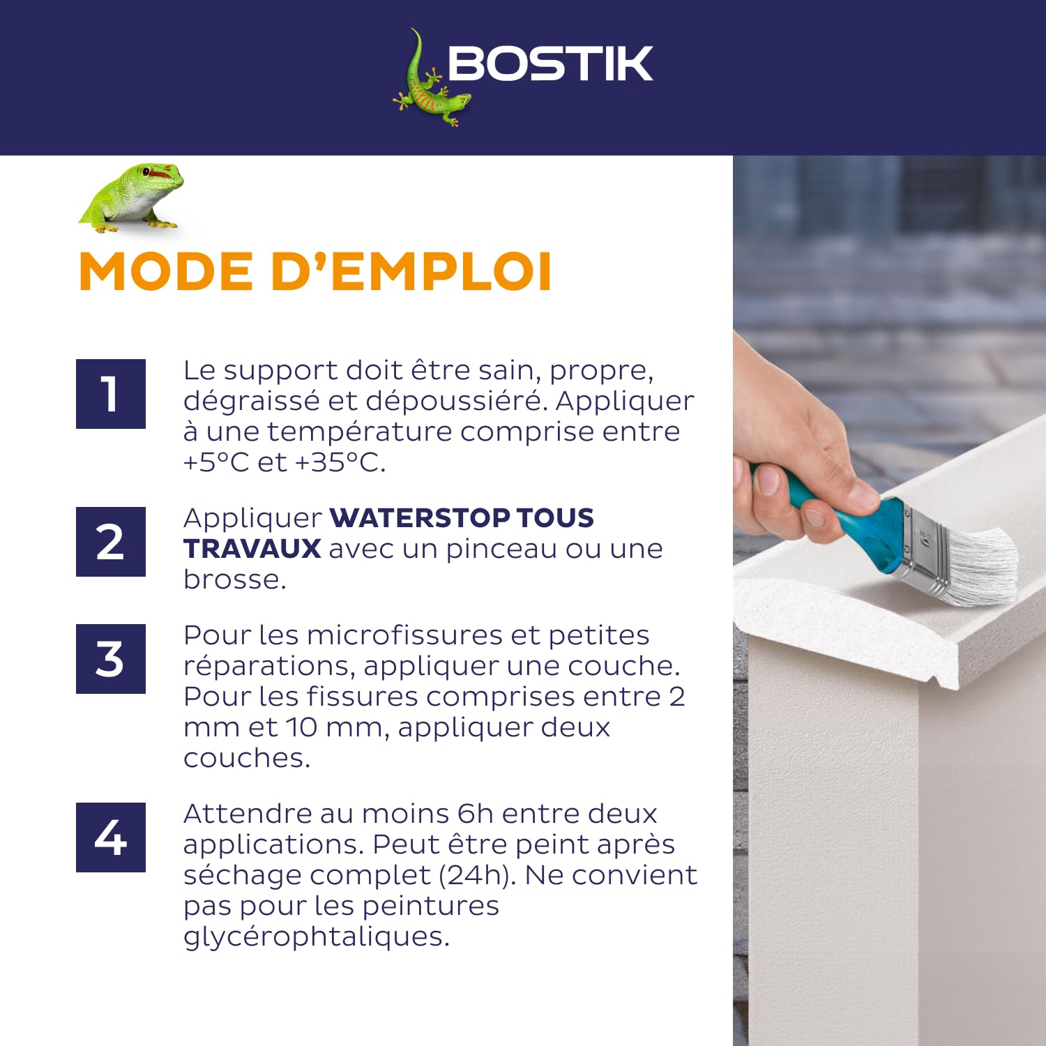 Bostik Membrana de sellado Waterstop - Junta, pegamento, boca - Reparación de fugas, infiltraciones, grietas - todos los materiales - Directa sin imprimación - MS Polímero - Blanco - Bote 1 kg