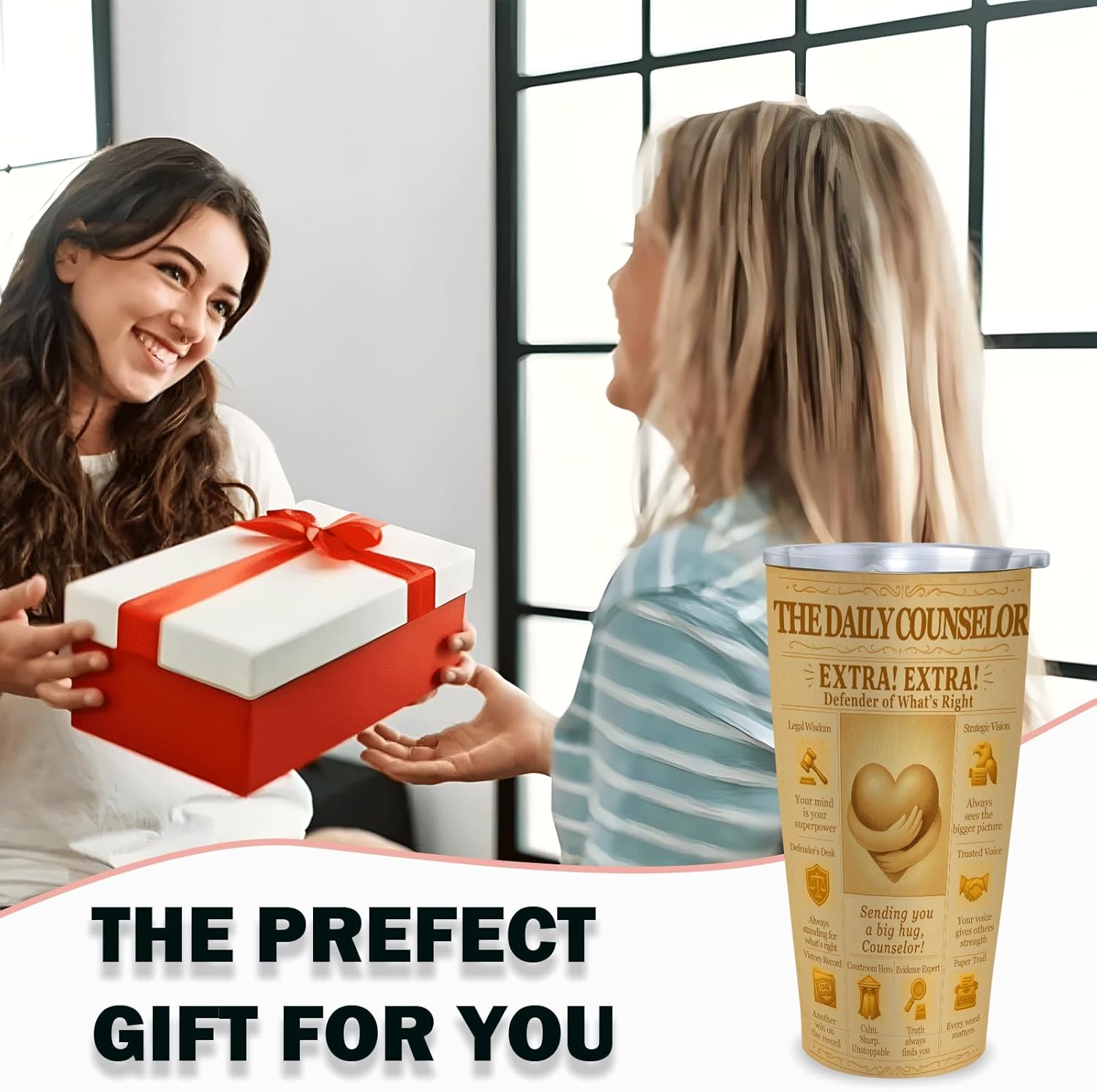 Lawyer Gift Counselor Tumbler 20oz – Vintage Newspaper Style Insulated Stainless Steel Travel Mug – Attorney Appreciation, Bar Exam & Law School Graduation Gift for Women and Men - Image 8