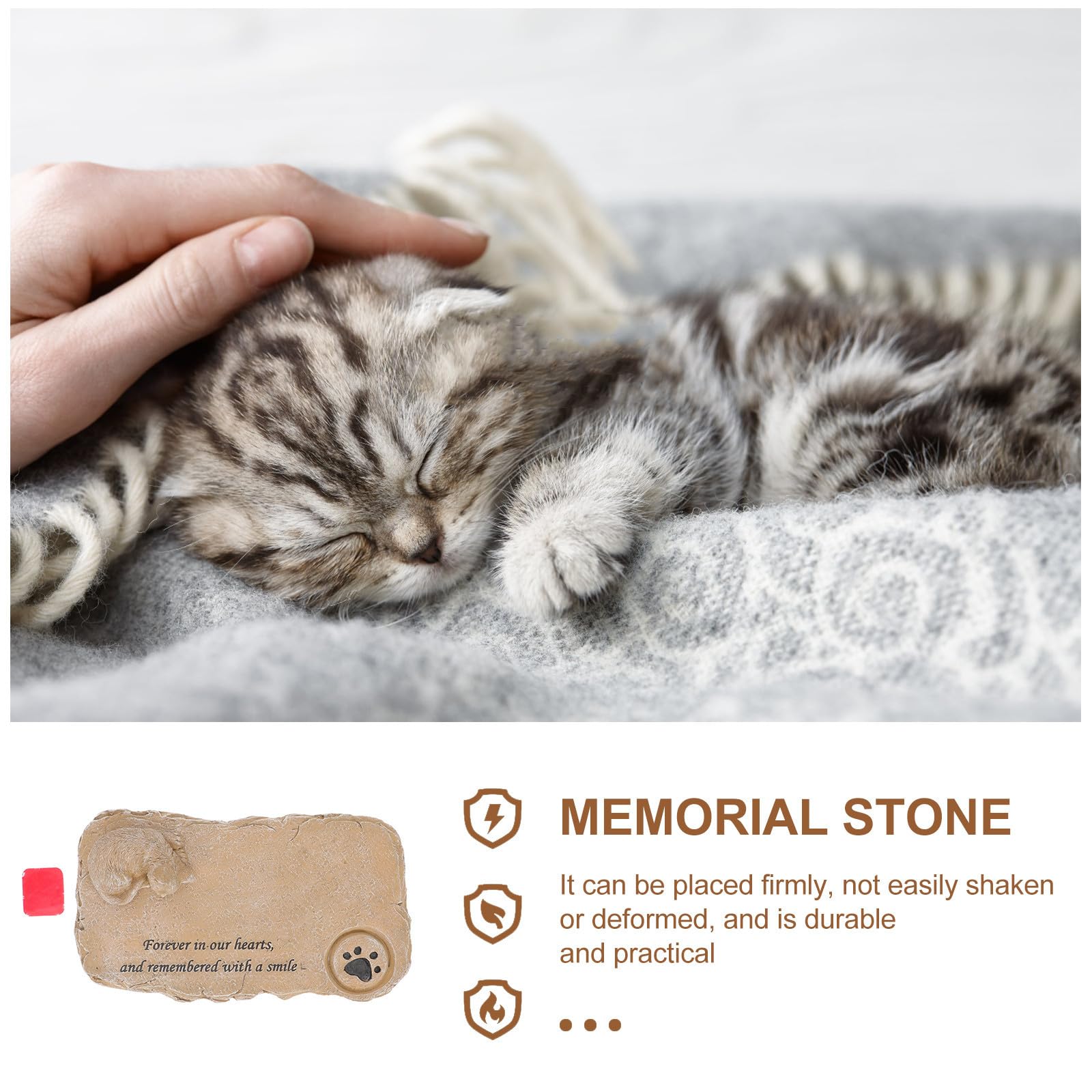 PartyKindom Piedra Conmemorativa para Gatos de Jardín Gatito de Resina