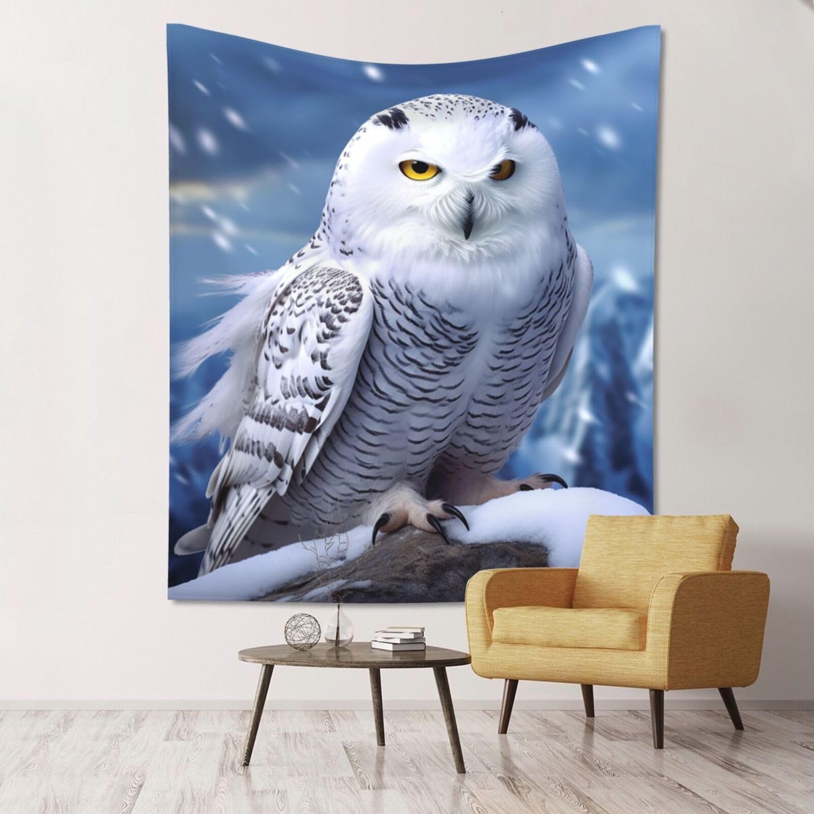 XOPEKVLAWM Tapestry Wall Hanging for Bedroom Aesthetic Wall Mural Tapestries 152x130 cm Art Backdrop Arctic Owl Tapestries Landscape Poster Tapestry for Living Room Dorm Office Home Decor