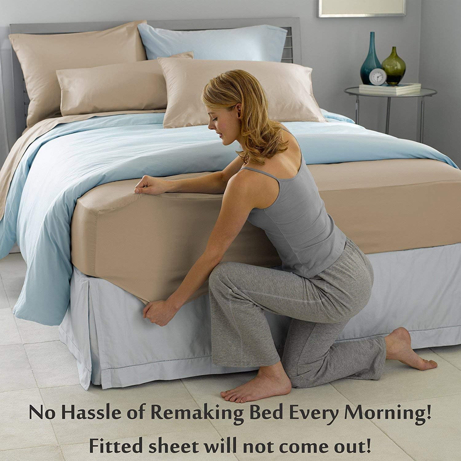 BedDecor 500 Thread Count Stripe 6 Piece Bed Sheet Set 100% Egyptian Cotton with 24 Inch Extra Deep Pocket Premium Super Soft Hotel Quality Bedding(Black,California King)