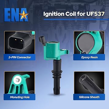 ENA 8 Ignition Coil Pack and Platinum Spark Plug Set 2005-2008 Compatible with Ford Expedition Explorer F150 F250 F350 F450 F550 Super Duty Navigator Mark 5.4L Replace# DG511 SP515 SP546 -Green