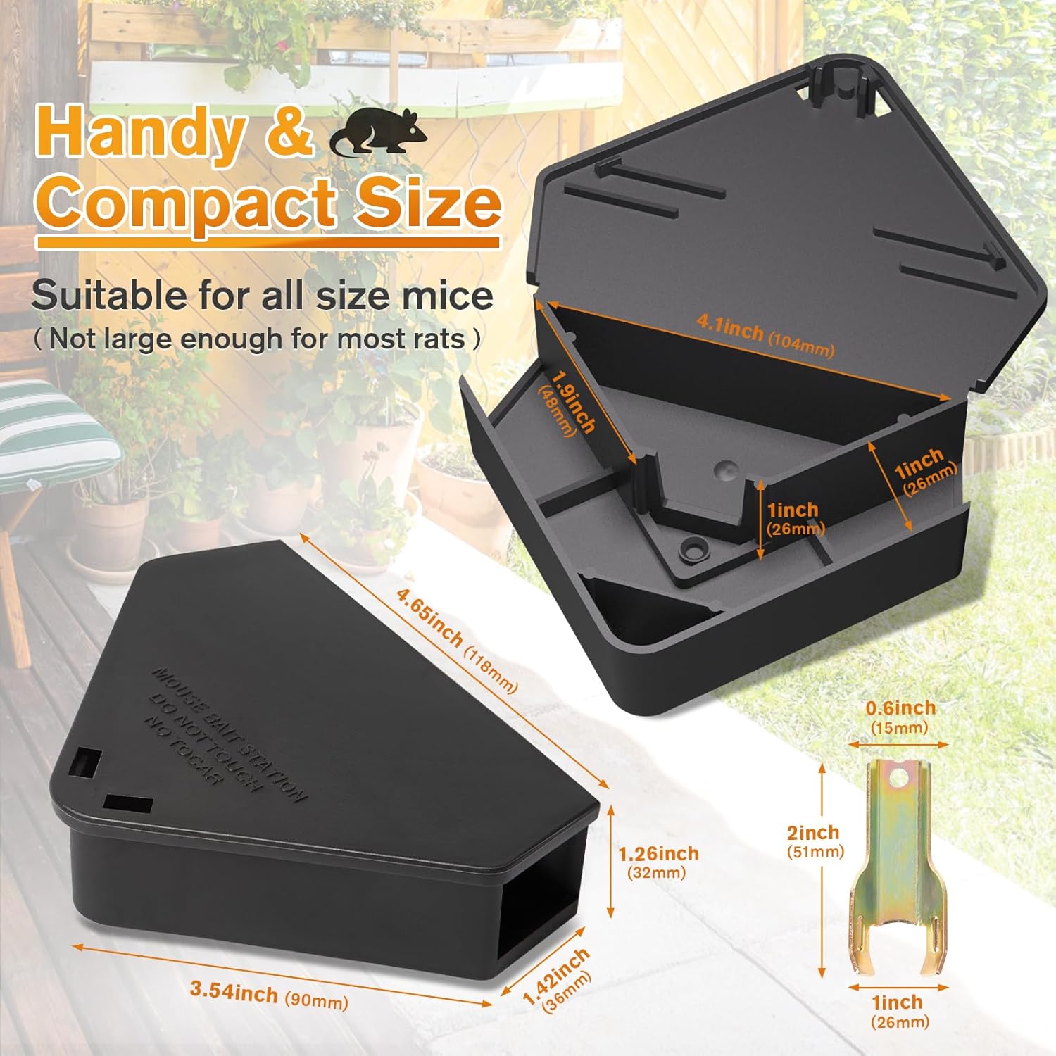 Anblak Mouse Station with Keys Black 12 Pack, Key Required Mouse Stations, Mice Stations, Keeps Children and Pets Safe Indoor & Outdoor