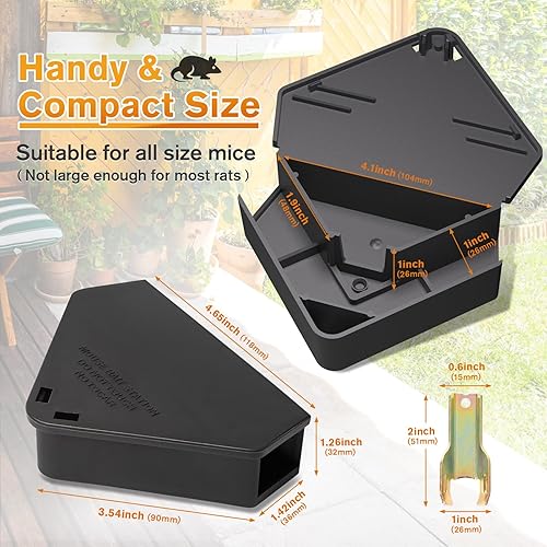 Miniatura 2 de Estación de mouse con llaves color negro, paquete de 12, estaciones de mouse requeridas, estaciones de ratón, mantiene a los niños y mascotas