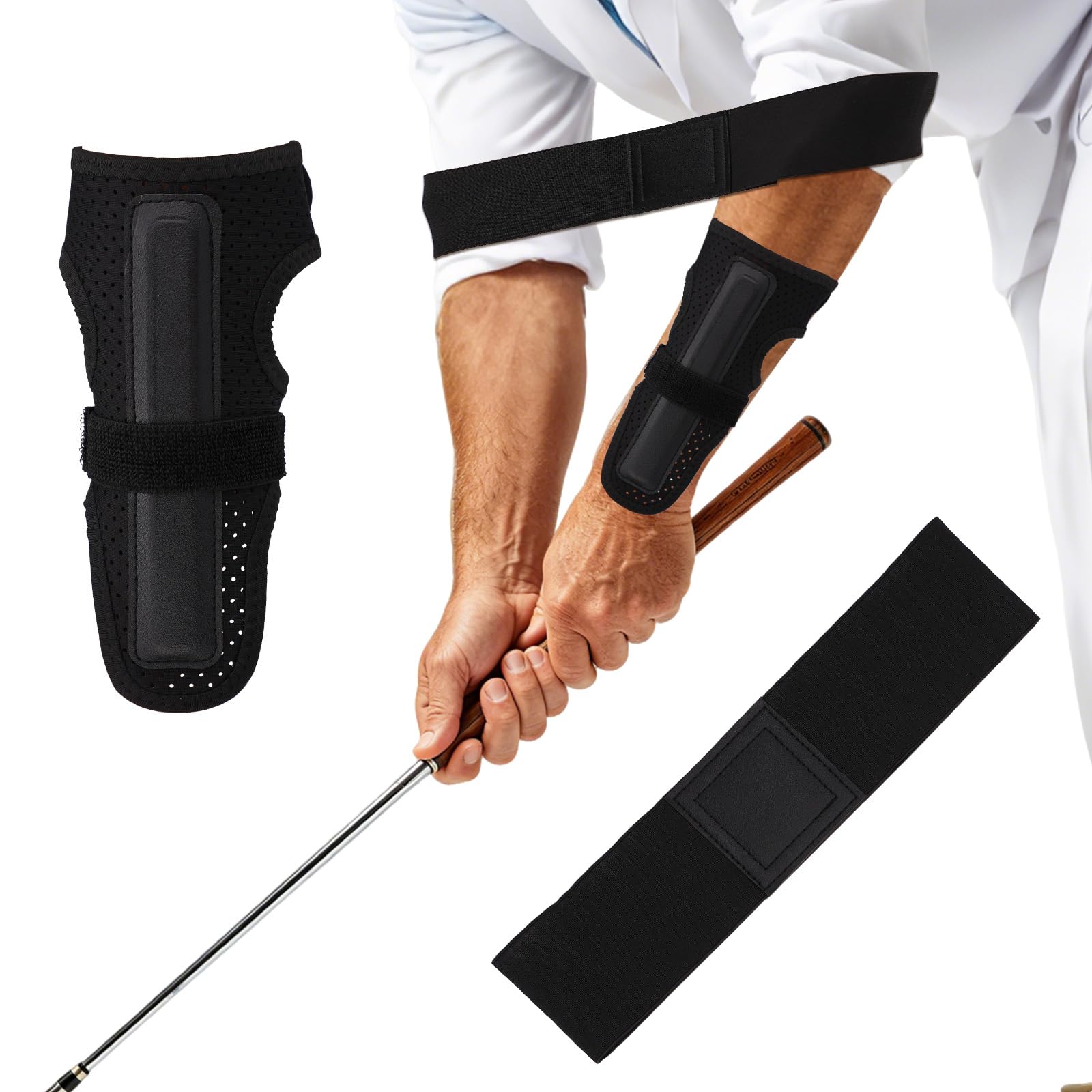 Sinbana 2pcs Golf Training Aid Kit, Golf Wrist Brace Training Aid & Arm Band for Swing Correction Wrist Angle Fix Muscle Memory Posture Tool for Beginners & Pros