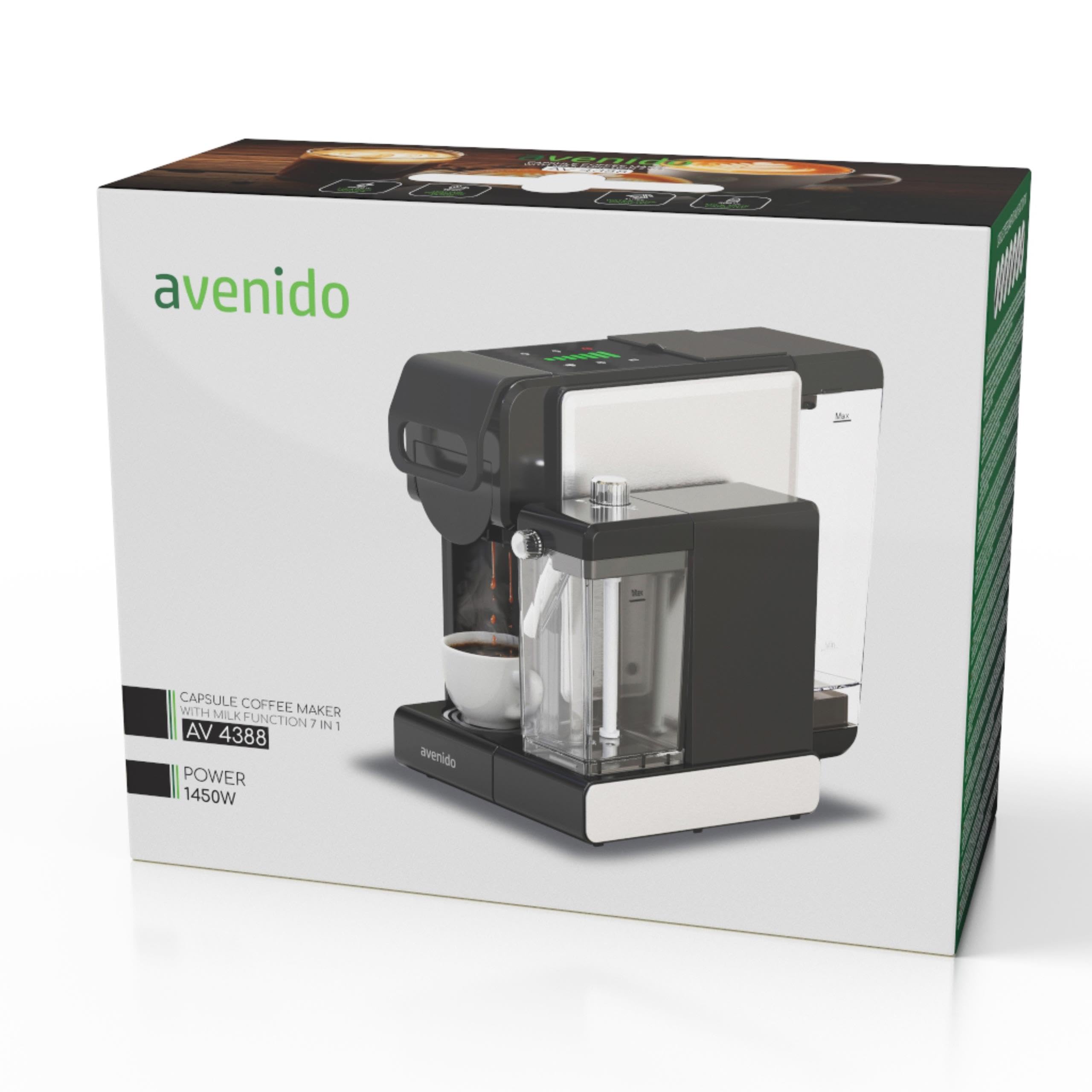 Kaffeemaschine, multikapsel-espressomaschine mit milchaufschäumer, 2850W leistung, 19 bar druck und 7 adapter, edelstahl