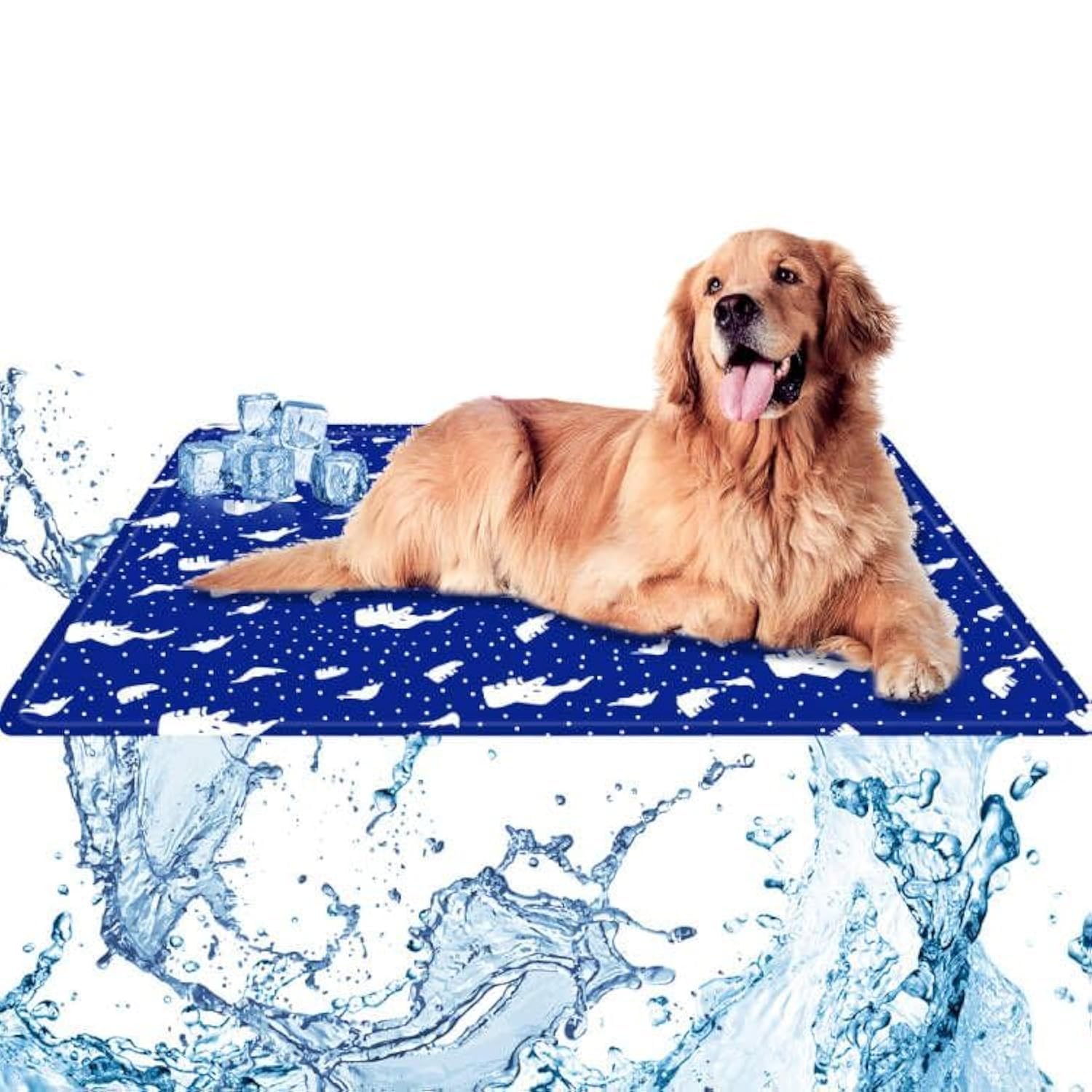 Pet Zzz90x60cm Dog Cooling Mat, Large Pet Cooling Mat,Non-Toxic Gel Self Cooling Pad,Tear and Moisture Resistant Ice Cooling Pad for Dogs and Cats (Manual water filling)