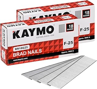 Kaymo F-Series 18G Brad Nails 25 mm - 2 Pack (10,000 Nails) | Heavy-Duty Steel Fasteners for Woodwork, Modular Kitchens, MDF, Canvas Art, Construction | Compatible with Kaymo Brad Nailers
