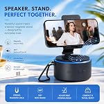 ZAPUVO Cadeaux pour hommes papa, Haut-parleur Bluetooth avec support téléphonique, anniversaire de Noël pour les hommes - Cadeaux d'anniversaire pour lui Mari Boyfriend, Haut-parleur sans fil Porte-téléphone pour le bureau à domicile Utilisation
