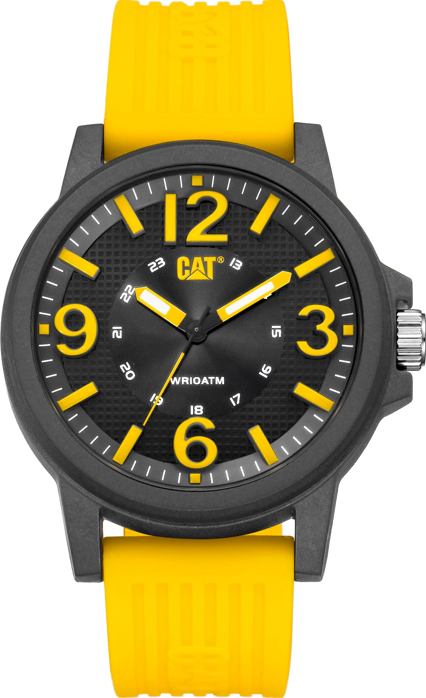 CATCAT Groovy Men Watch, 44.5 mm case, Silicone Strap (Yellow/Black)