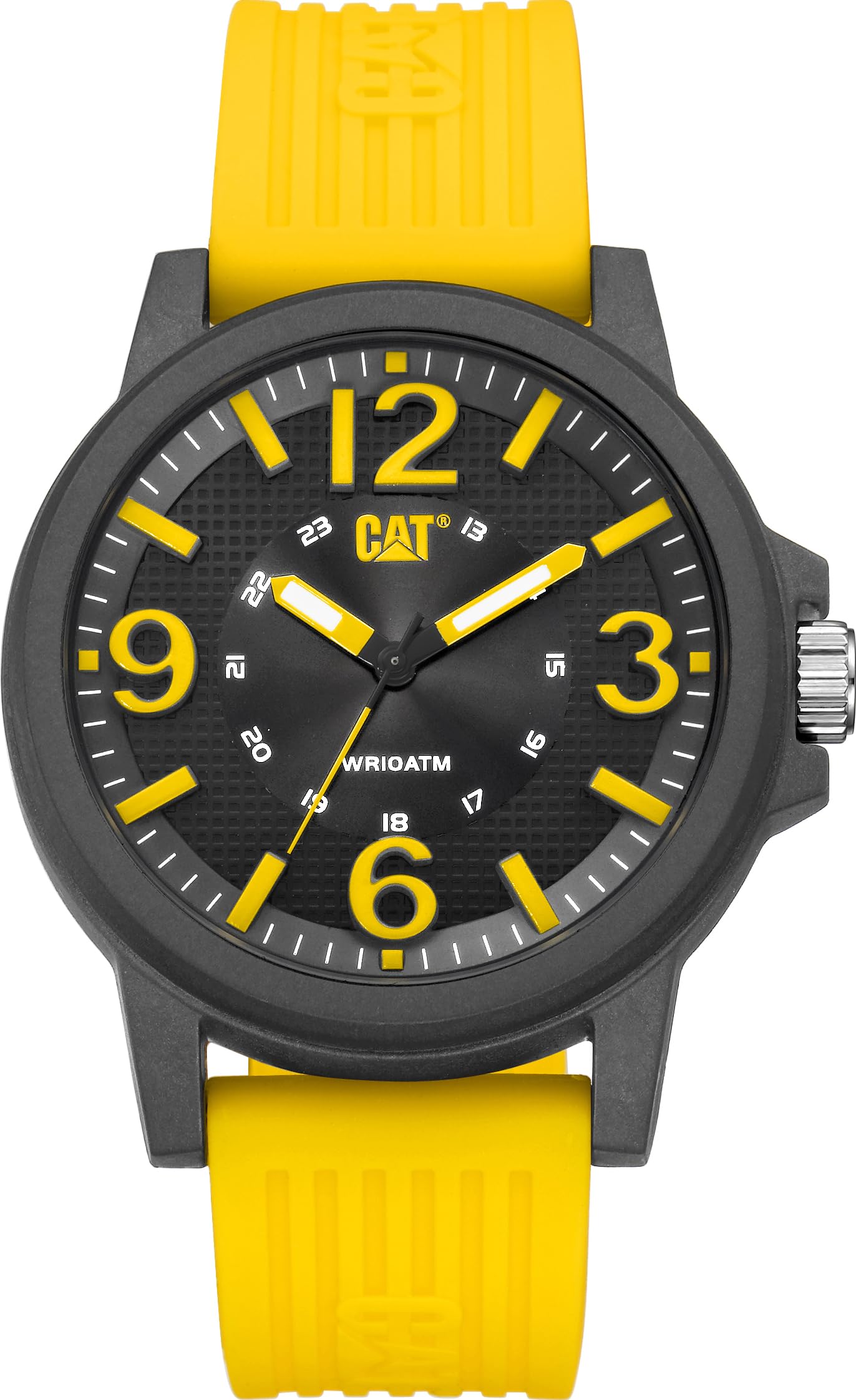 CATCAT Groovy Men Watch, 44.5 mm case, Silicone Strap (Yellow/Black)