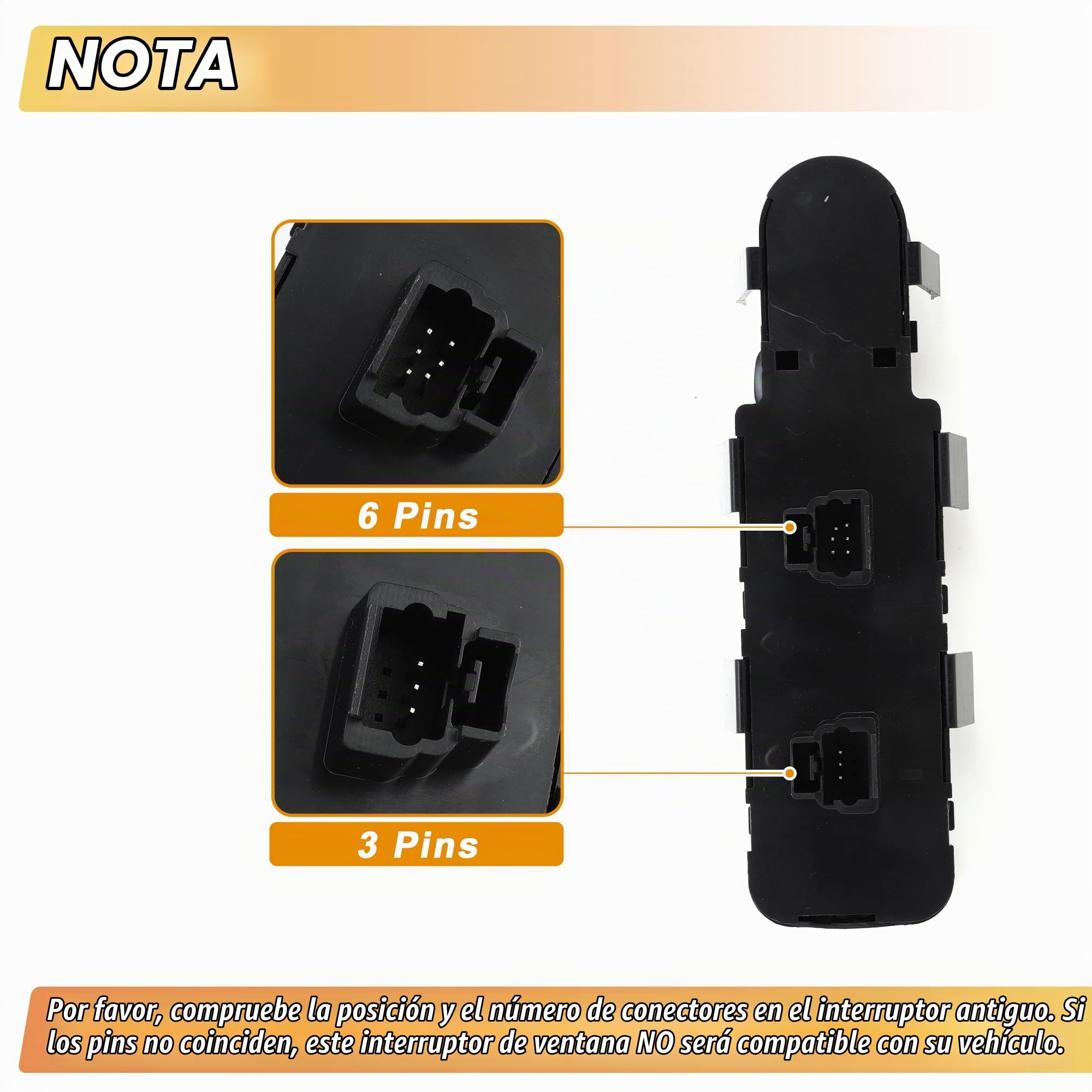 A ABSOPRO Interruptor De Ventana Eléctrica Para Citroen C5 01-08 1Pc | Delantero Izquierdo Conductor, Número Oe 6554Hq, Para Citroen C8 2002-2008, Para Peugeot 807 2002-2008, 9 Pines
