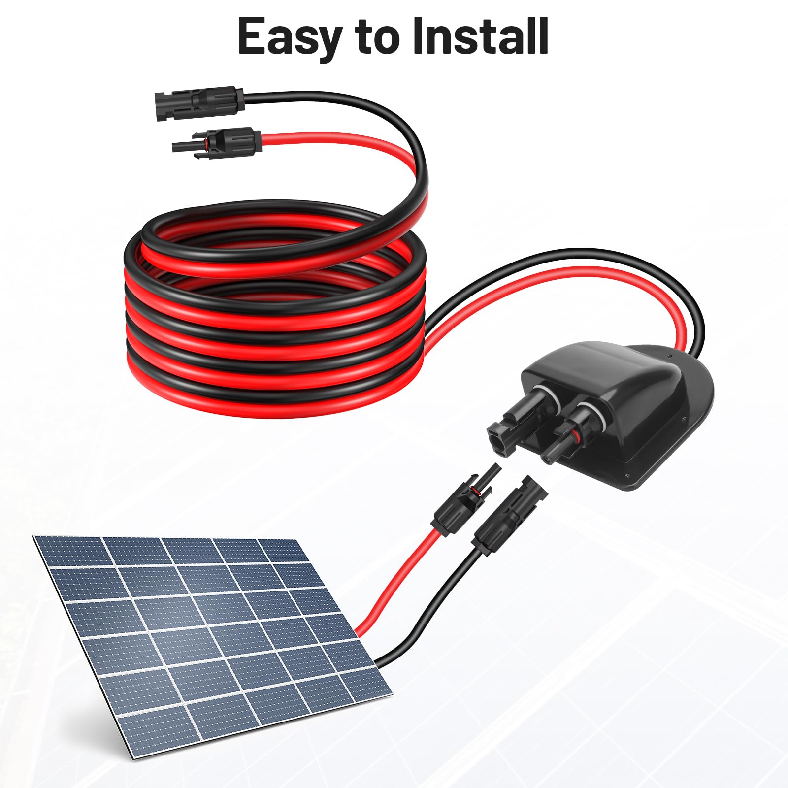 daitoku Entrada de prensaestopas solar con cable de extensión solar de 10 pies, 10 AWG, caja de conexiones solares MC4 conectores para paneles de techo en RV, barco, caravana, furgoneta, construcción