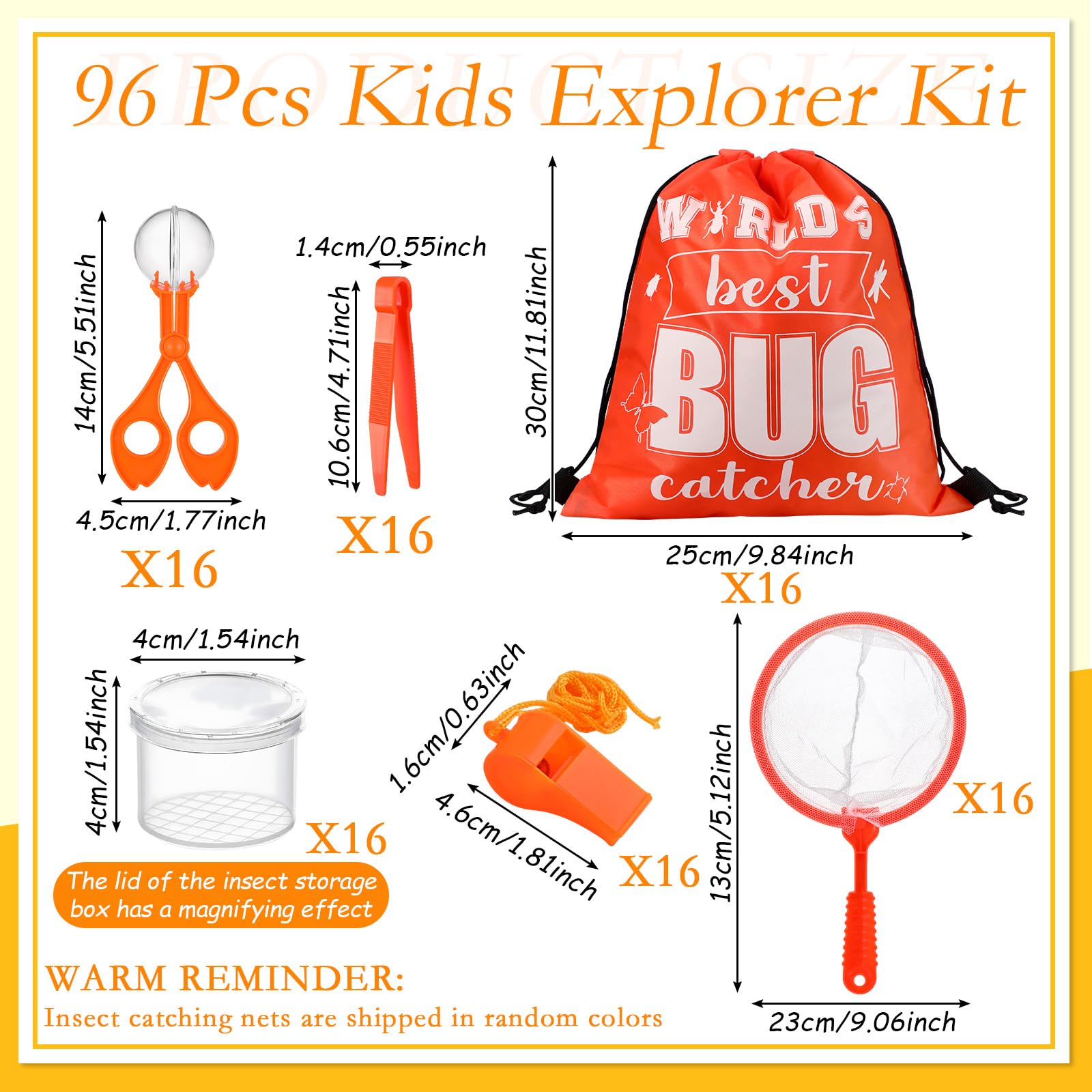 Silipull Kit de captura de insectos para niños, kit de explorador al aire libre, incluye tijera, pinzas, abrazadera, jaula de insectos, silbato, red de insectos, bolsa con cordón para niños y niñas
