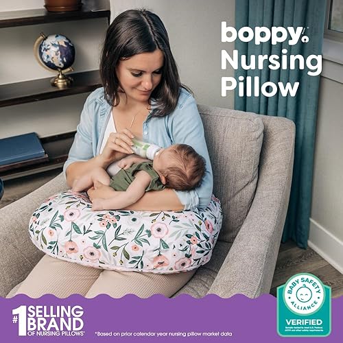 Miniatura 2 de Boppy Almohada de lactancia  Botella ergonómica y almohada de lactancia con cojín alto, firme y grande, repelente al agua con funda lavable Baby