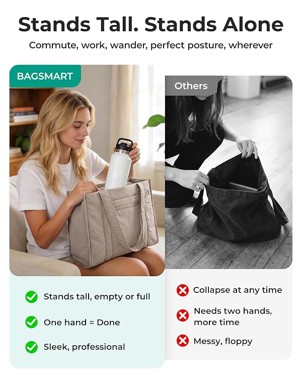 BAGSMART Boxy Tote Bag for Women, Crossbody Bag with Zipper, Crush Bow Purses for Travel Work College, Black, Small by BAGSMART - Image 8