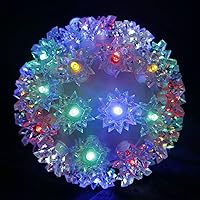 Vista 12 de Esfera iluminada de Navidad de 5.5 pulgadas para colgar al aire libre, esfera de 50 LED, esfera de luz de estrella roja para árbol, porche, cenador