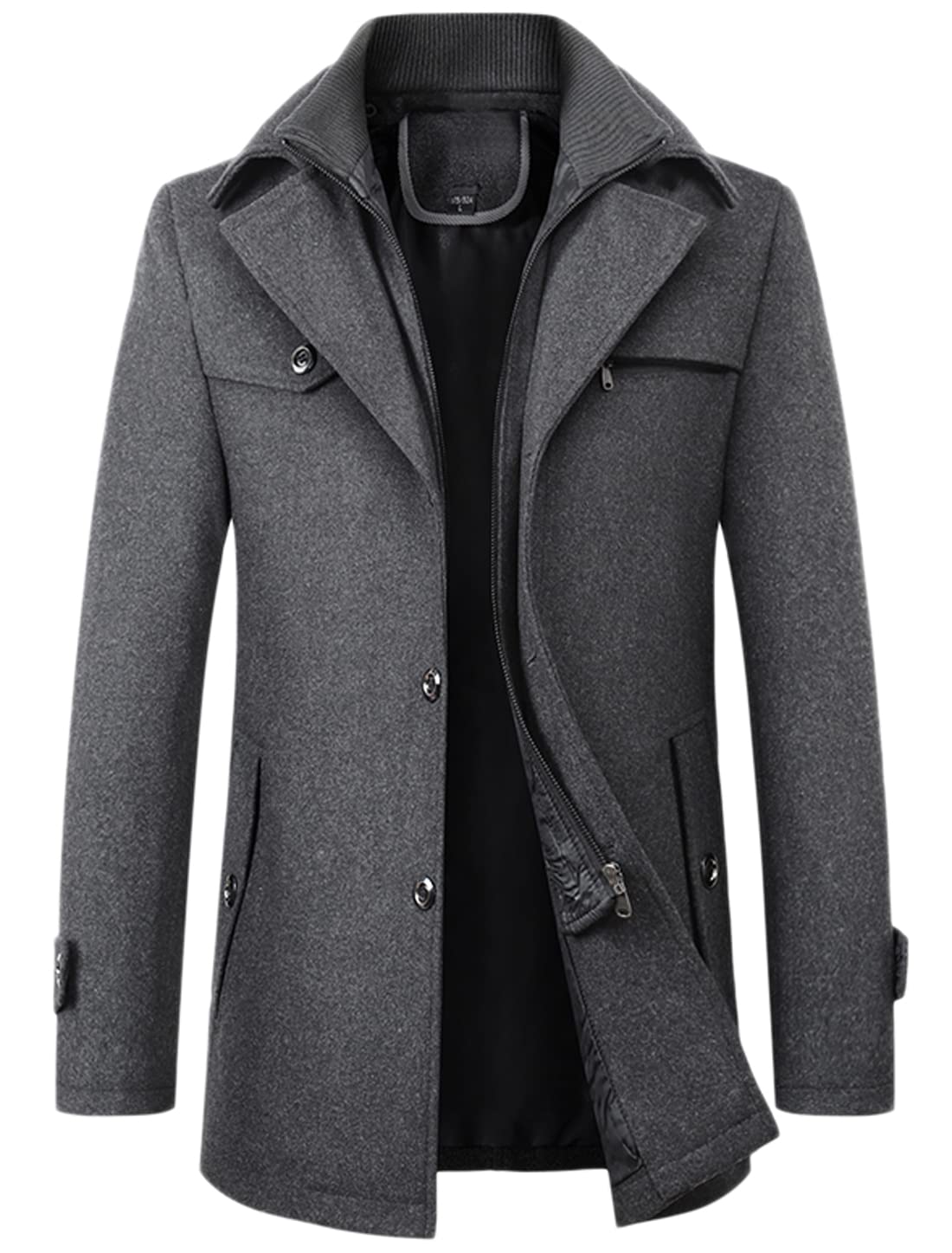 chouyatou Men's Winter Stylish Wool Blend Single Breasted Military Peacoat-picture-24