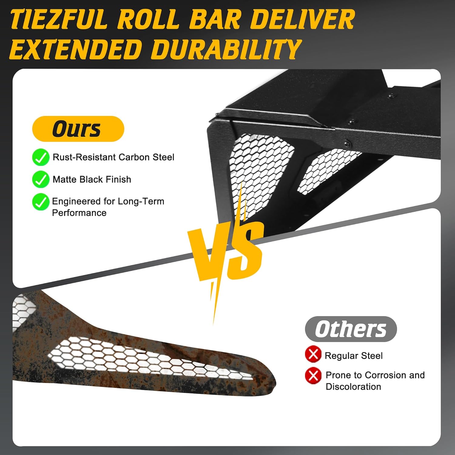 Roll Bar for Universal Pickup Truck, Extendable Chase Rack Sports Bar Roll Cage Compatible with F150 Sierra Silverado Ram Tundra Gladiator Tacoma, Include 4 Tail Lamp, Matte Black