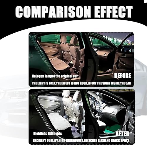 Miniatura 5 de UGSHY Pack-20 - Juego de 20 bombillas LED para automóvil, 6000 K de repuesto de luz de matrícula, T10 de 1.220 in y 1.654 in, combinación de