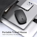 Wireless Mouse for MacBook Air/Pro, USB A & USB C Rechargeable Laptop Mouse, Slim Portable Optical Mice, Quiet Click, Long Battery Life, Adjustable DPI for PC, Desktop, Mac Computer, iPad -Black