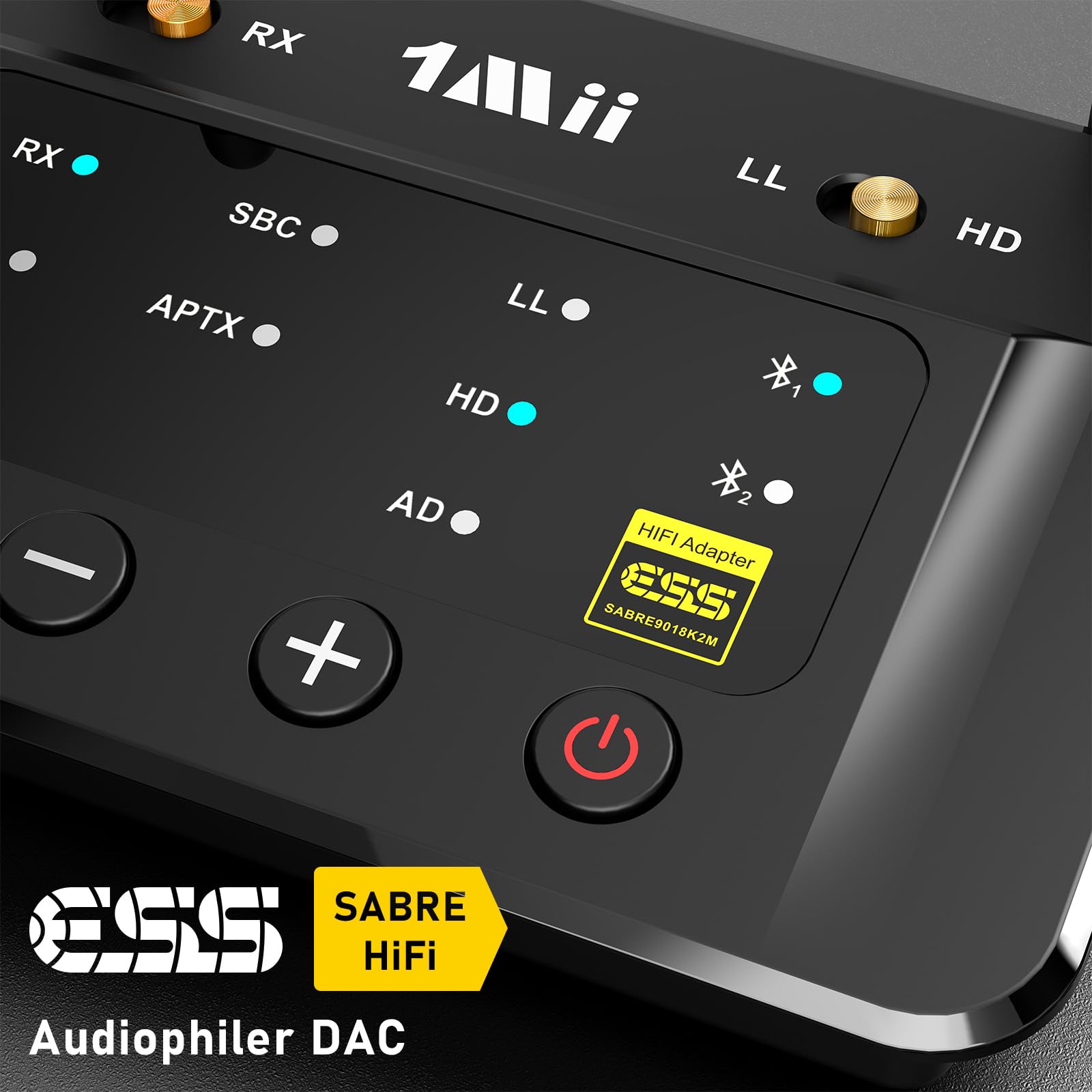 1Mii B03Pro Bluetooth 5.3 Transmitter & Empfänger für 2 Kopfhörer, 3-in-1 HiFi Audio Adapter mit DAC und AptX HD Low Latency, Splitter für TV & Stereoanlage, AUX/RCA/Optisch, Große Reichweite