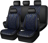 Vista 14 de CAR PASS Piping - Fundas de asiento delantero de automóvil de piel sintética de lujo, impermeables, antideslizantes, compatibles con reposabrazos