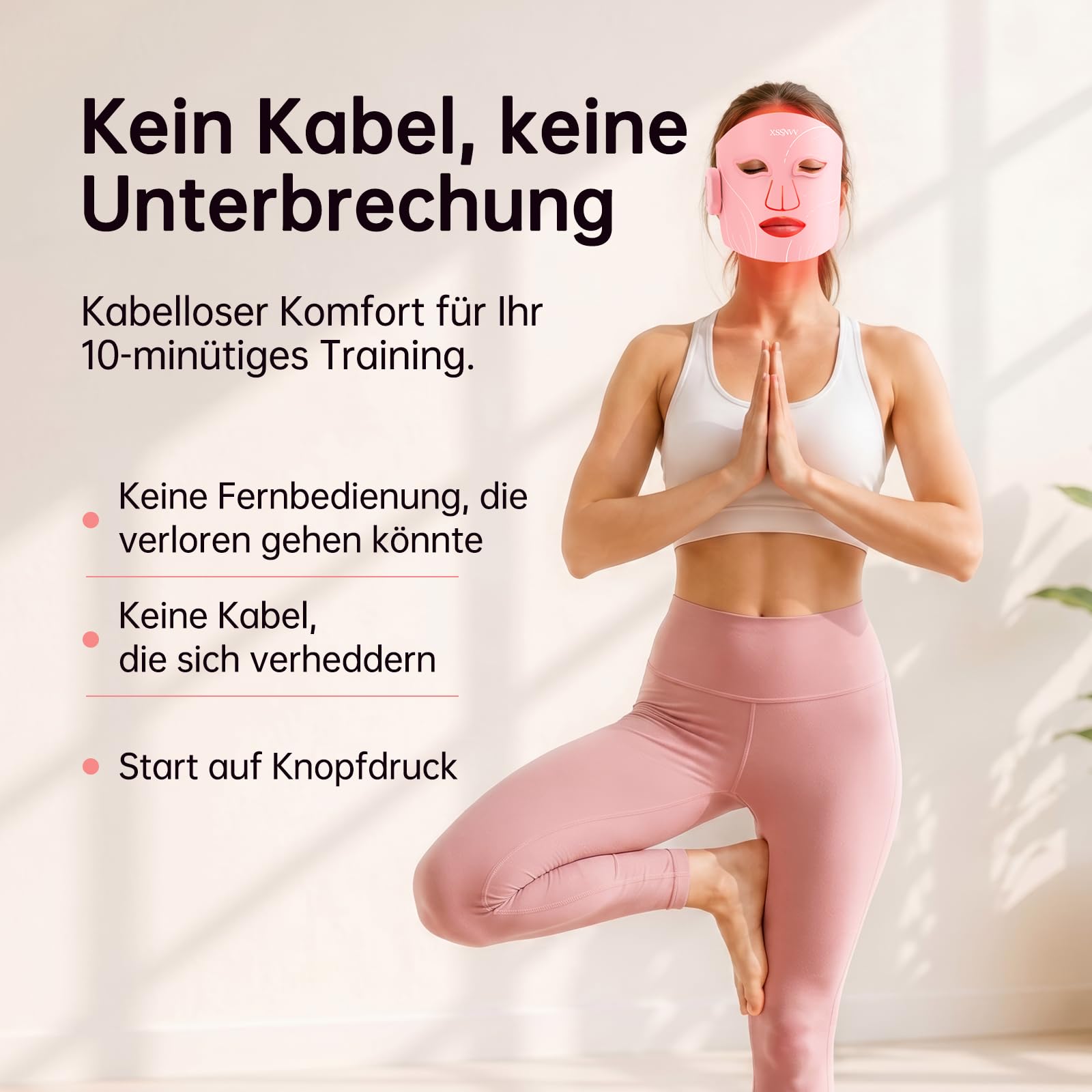 LED Maske Gesicht, Kabellos Lichttherapie Gesichtsmaske, 4 Modi | Anti-Aging, Hautklärung, Entzündungshemmend, Beruhigend, rote/blau LED, Aufladbar Rotlichtlampe Gesicht, Schönheitsgeschenke