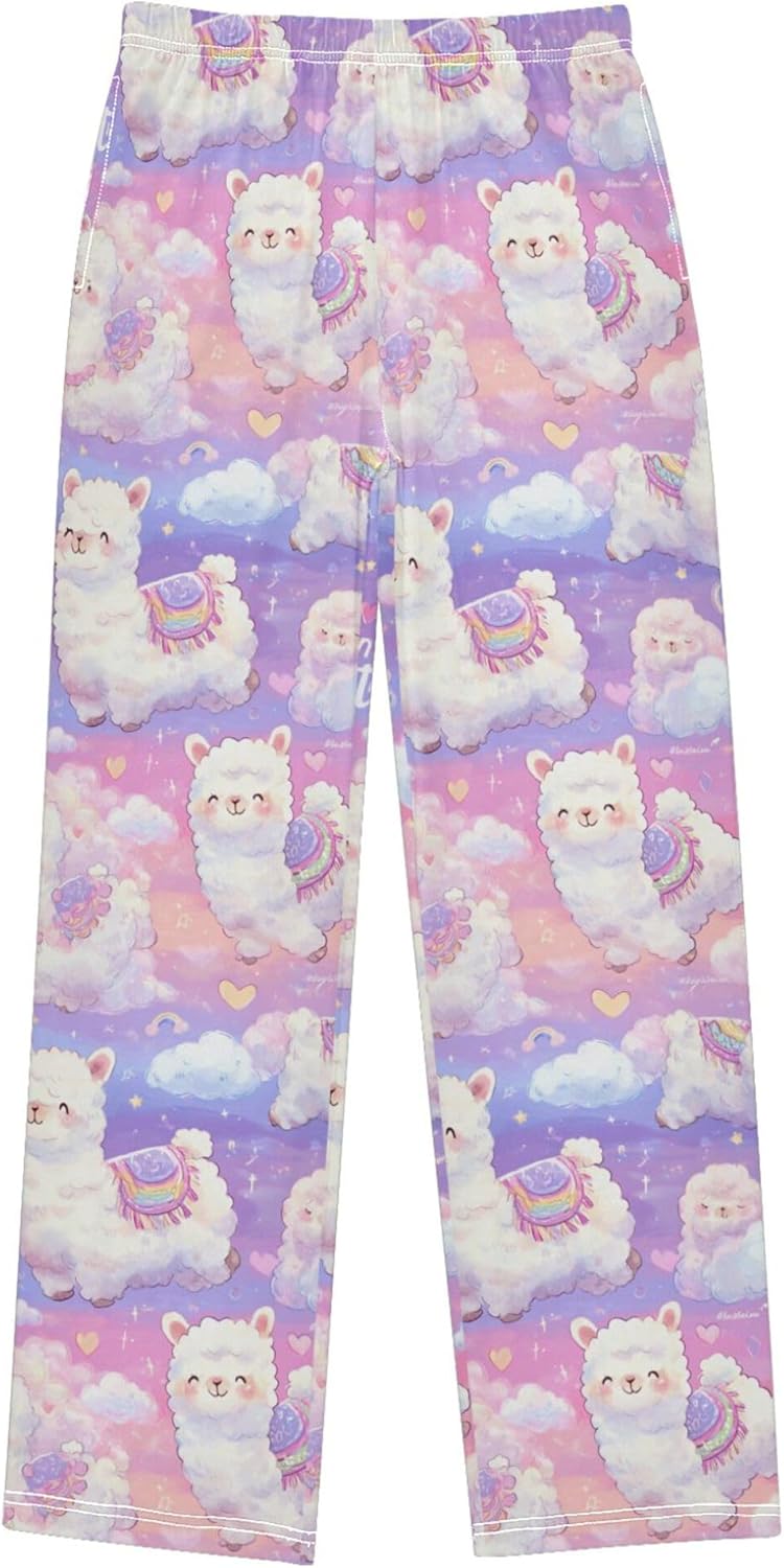 Sports Pajama Pants Dinosaur Pajama Bottoms Soft Warm Pjs Elastic Waist Lounge Pants 6-8Y