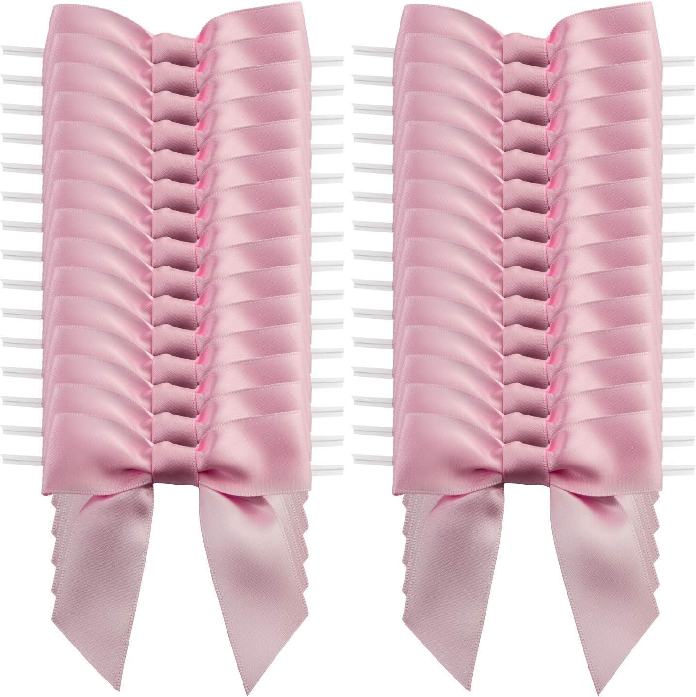 7Rainbows 30pcs Boutique 1" Pink Satin Ribbon Twist Tie Bows for Tying Up Packages Gift Wrapping, 3.5 Inch x 30 Pcs Twist Tie - Image 5