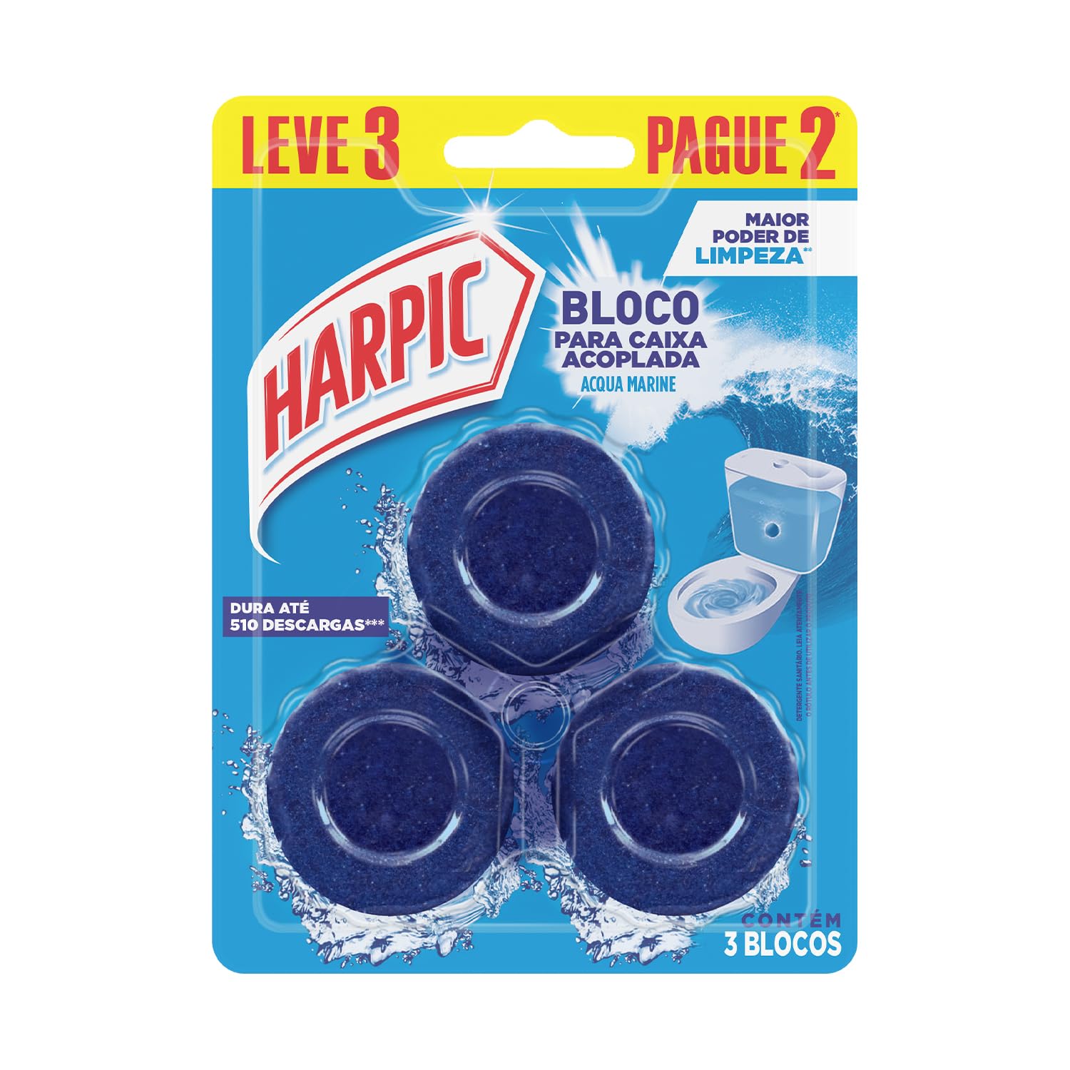 Harpic Limpador e Aromatizador Sanitário para Caixa Acoplada Marine 3 unidades