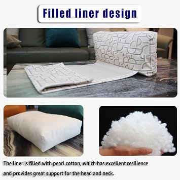 Headrest Pillow with Pearl Cotton Filling - Non-Slip Headrest Cushion for Recliner, Sofa, Loveseat Light Geometry