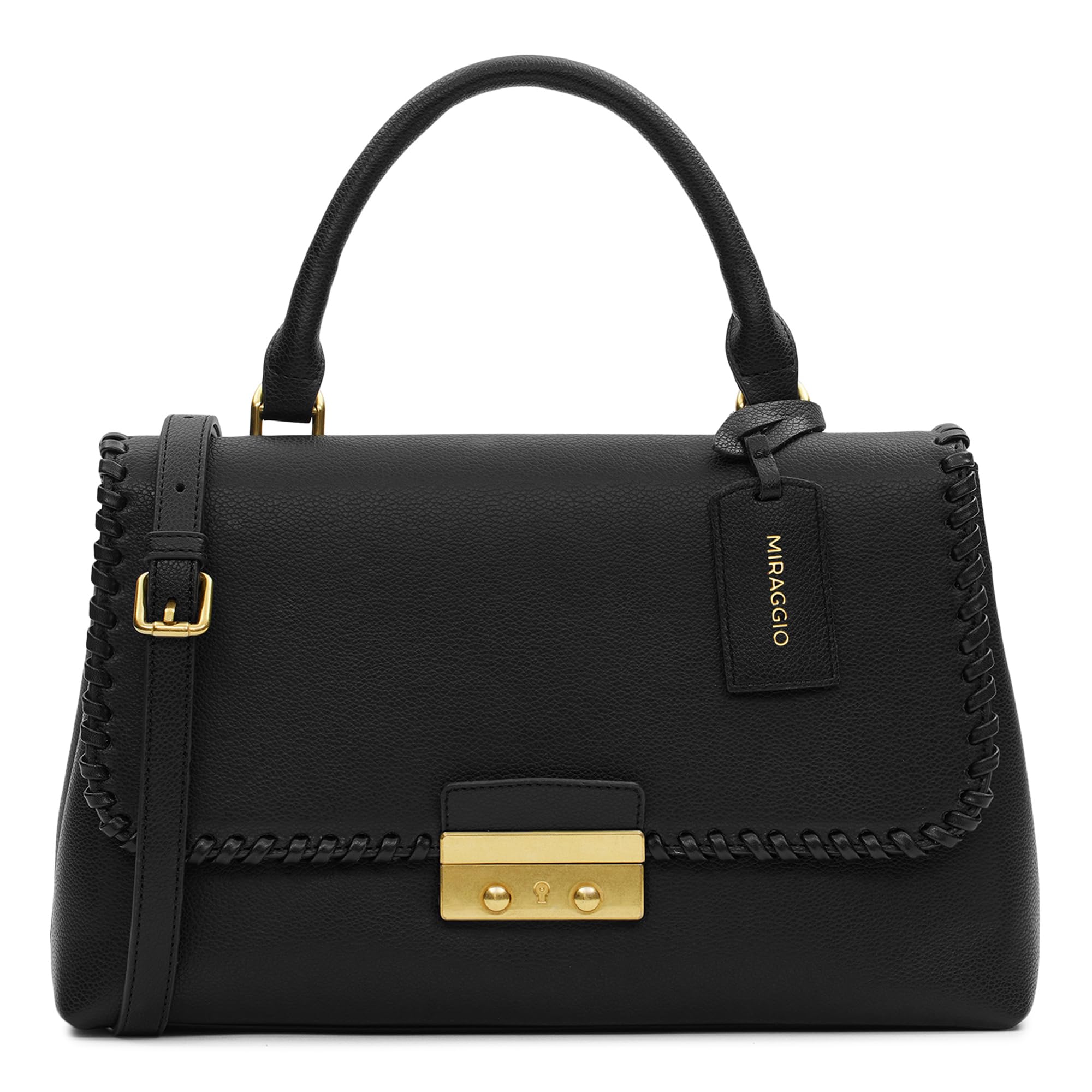 Miraggio Edna Handbag for Women With Adjustable & Detachable Crossbody Sling Strap (Black) (B0CX928R9Y) Amazon Price History, Amazon Price Tracker