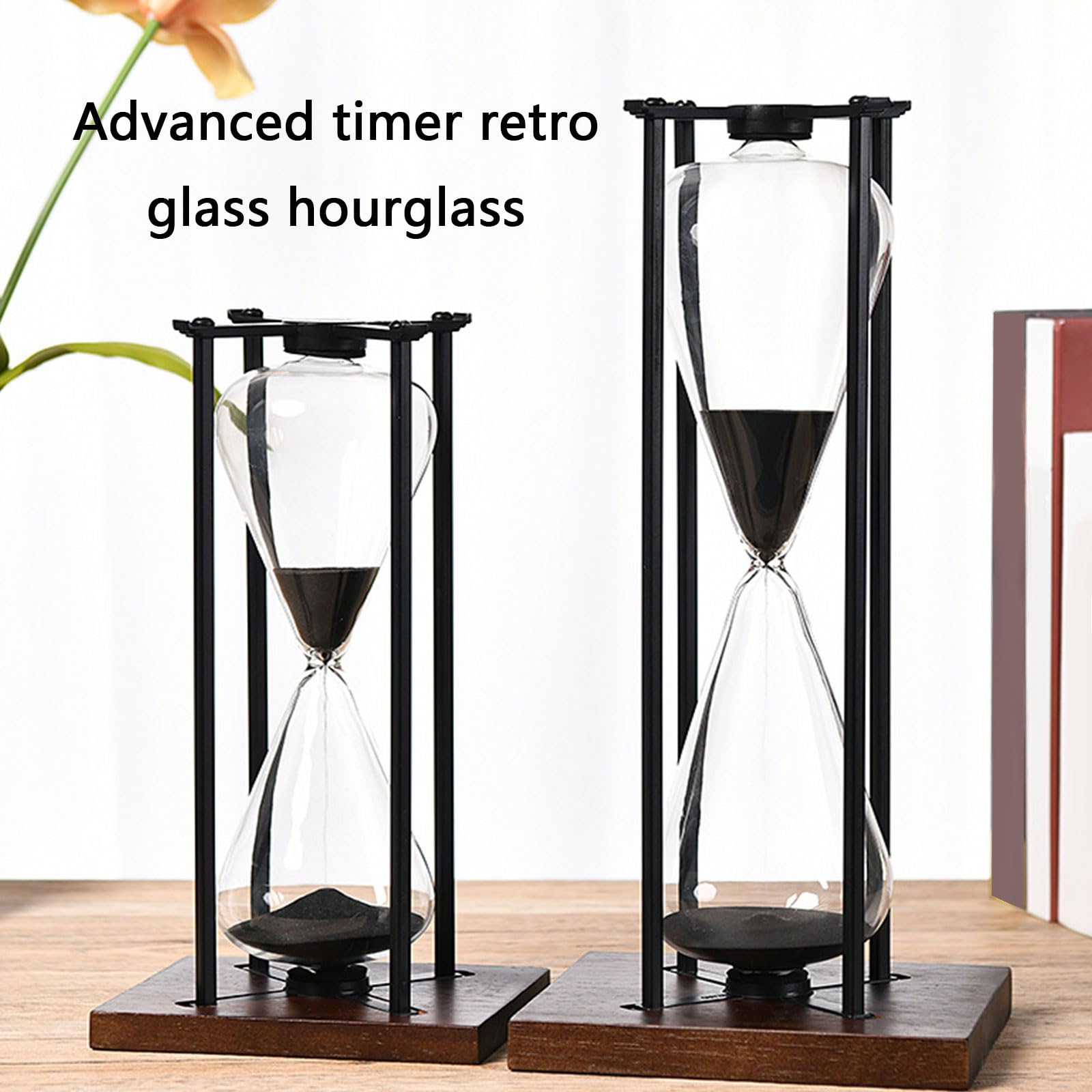 Moderner Sanduhr Timer aus schwarzem oder weißem Sand, robuste Glas Sanduhr 30/60 Minuten für Yoga und Kochen, Zeitmanagement, künstlerisches Schreibtischzubehör