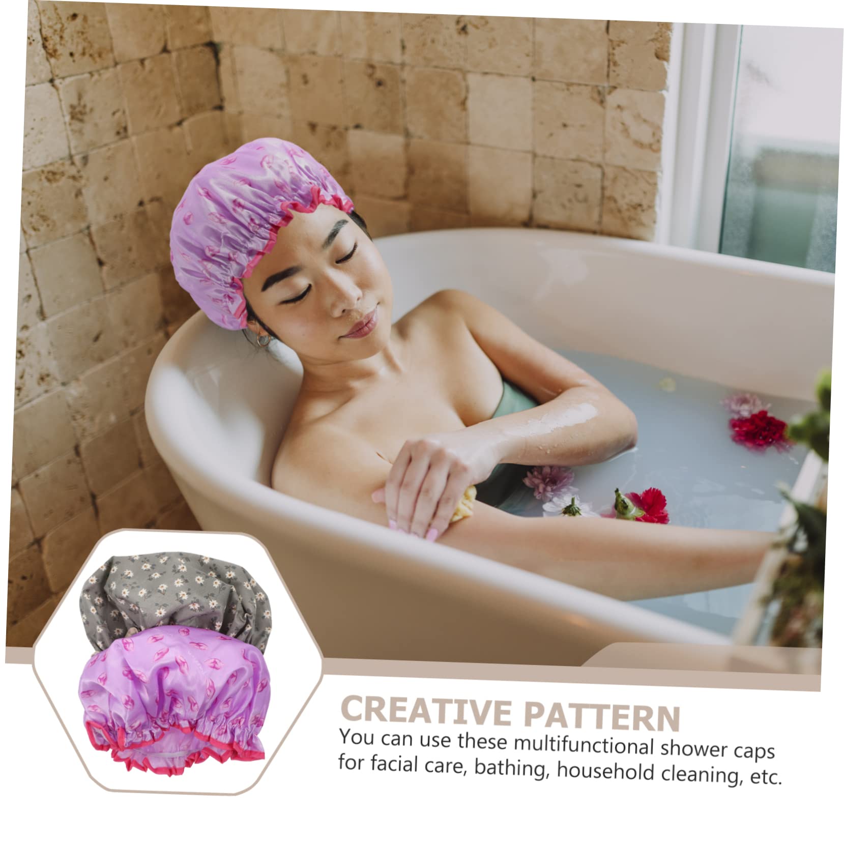 Healeved 8pezzi Cuffie Da Impermeabili Per Donne Design Doppio Con Stampa Carina Leggere e Pieghevoli Per Bagni e Viaggi Ananas