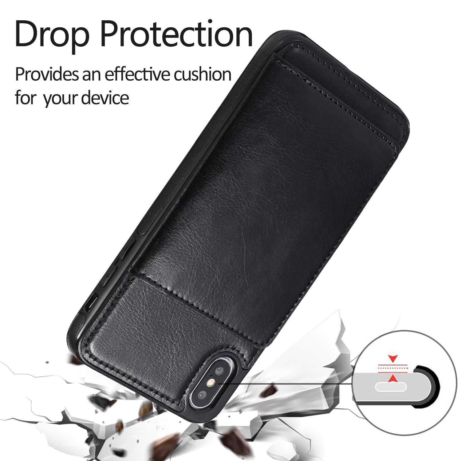 ZONNAVI Cover per iPhone XS Max, Flip Custodia Pelle PU con [Slot Cart] [Supporto Stand] [Magnetica], Cover a Libro Portafoglio per iPhone XS Max (Rosso