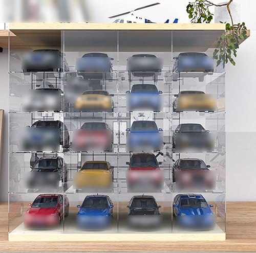 Miniatura 3 de Vitrina de acrílico, caja de exhibición transparente de madera a prueba de polvo 132 con puertas corredizas, organizador de cubo de encimera para