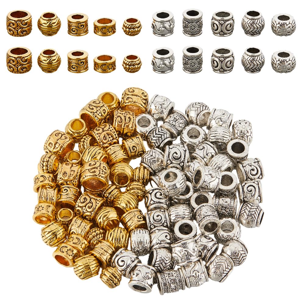 Perles intercalaires grand trou vintage en alliage métallique pour création de bijoux DIY