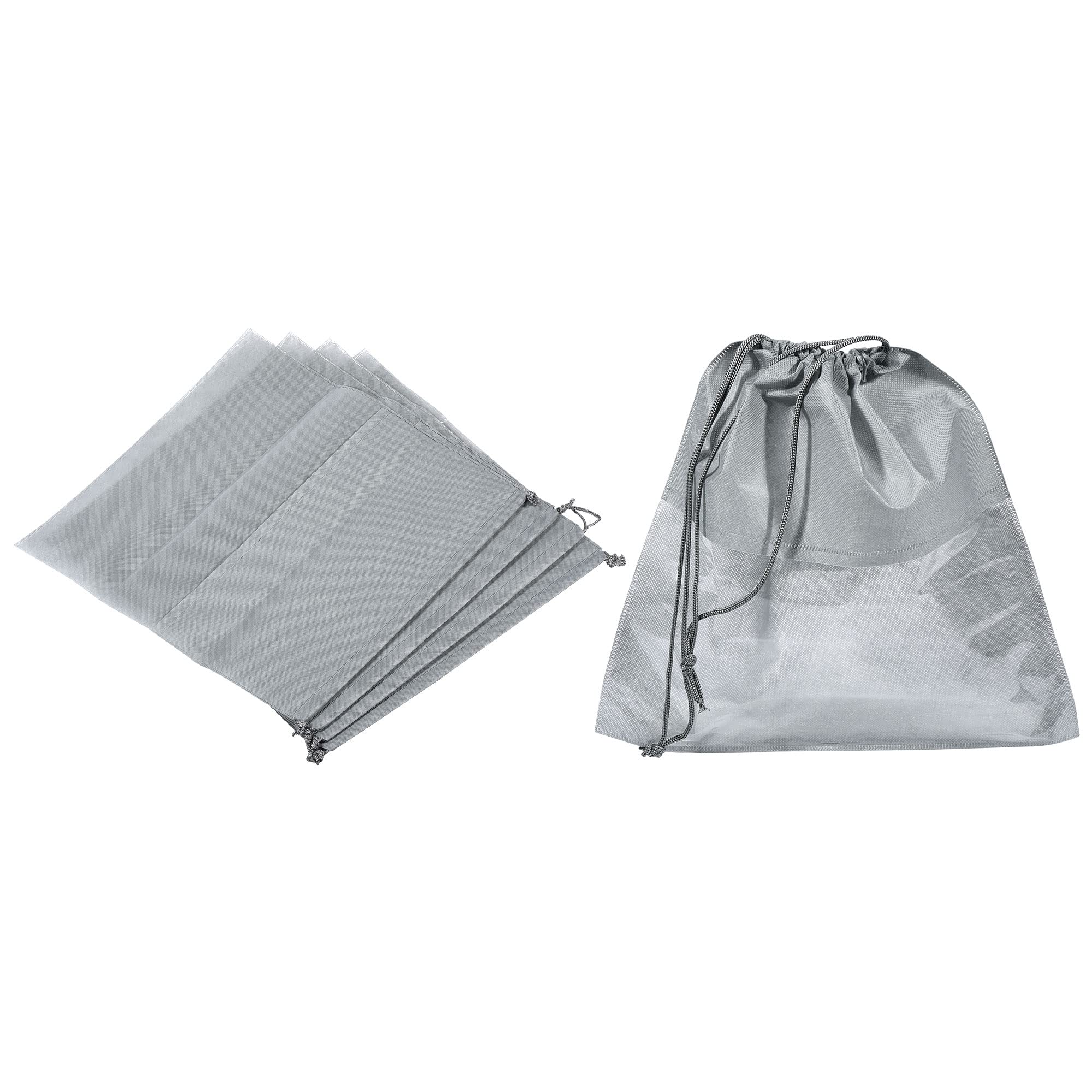 PATIKIL 19.7 Inch Non-Woven Fabric Handbag Dust Cover, 5 Pack Dustproof Storage Organizer Drawstring Bag for Handbags Purses Gray