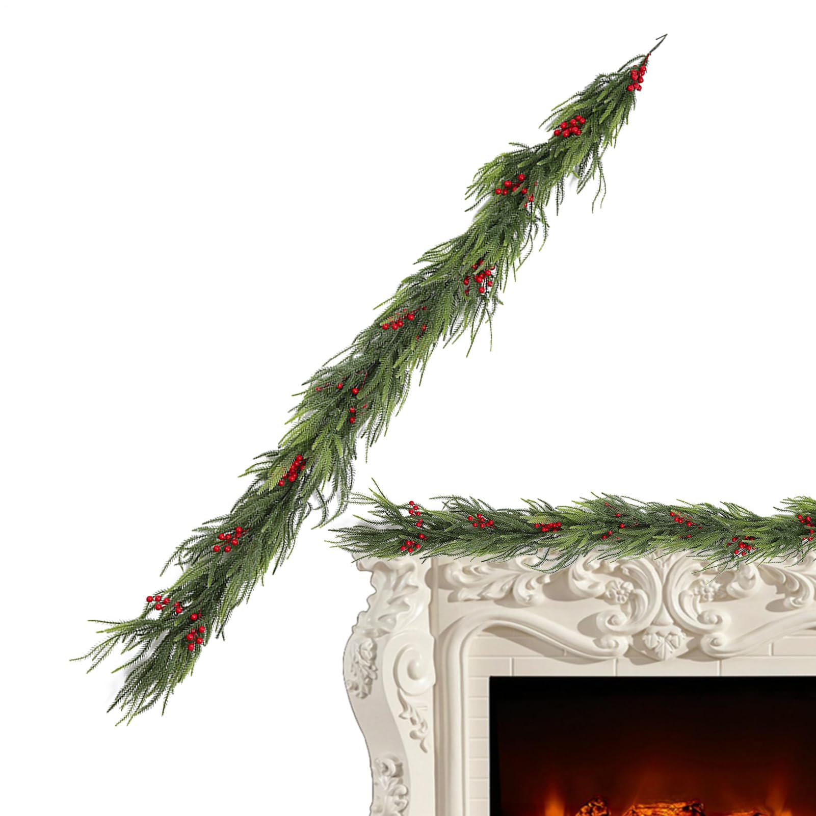 Guirnalda Navideña Guirnalda Realista Reutilizable Para Invierno | Navideño Artificial De Pino Para Chimenea Ventana Pared Mesa Reuniones Sala Jardín