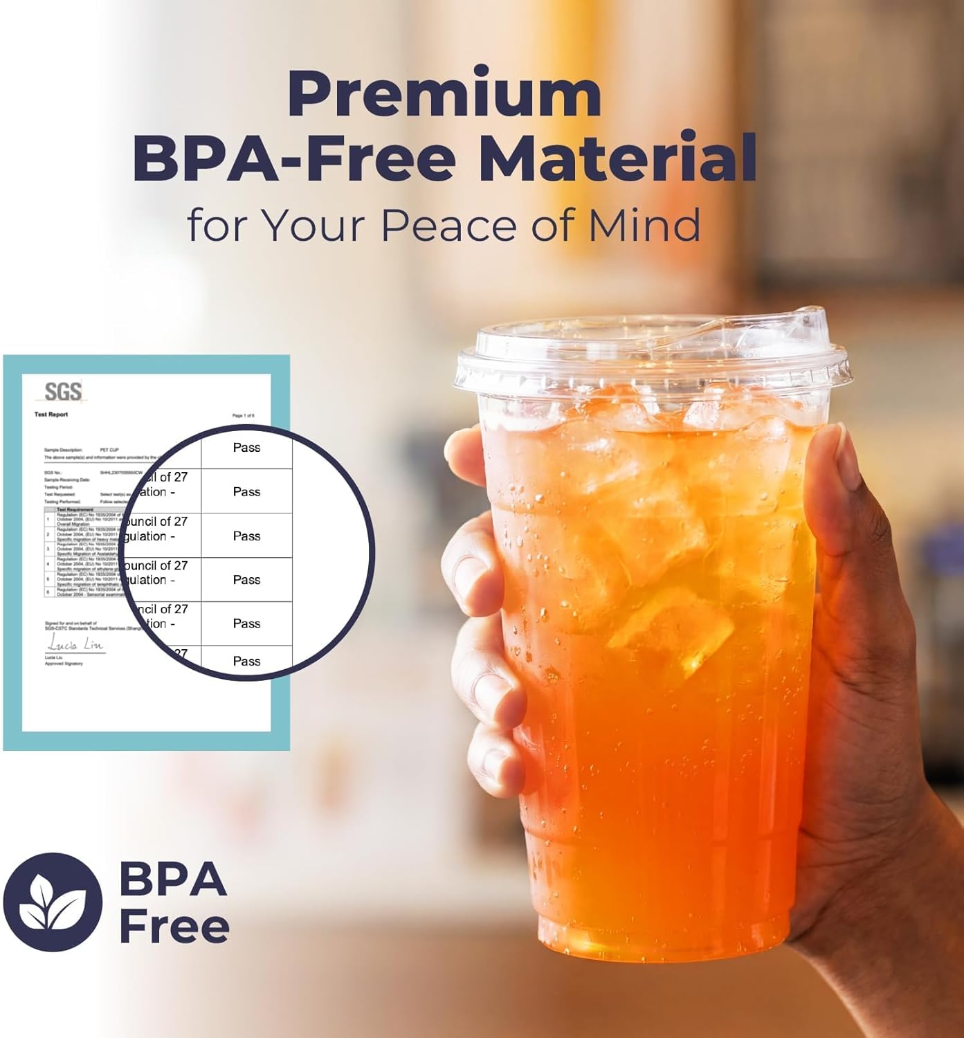 Fit Meal Prep 100 Pack 16 oz Clear Plastic Cups With Strawless Sip Lids, Disposable To Go Cups for Iced Coffee, Smoothies, Soda, Party Drinks, Bubble Tea, Cold Beverage - Image 4