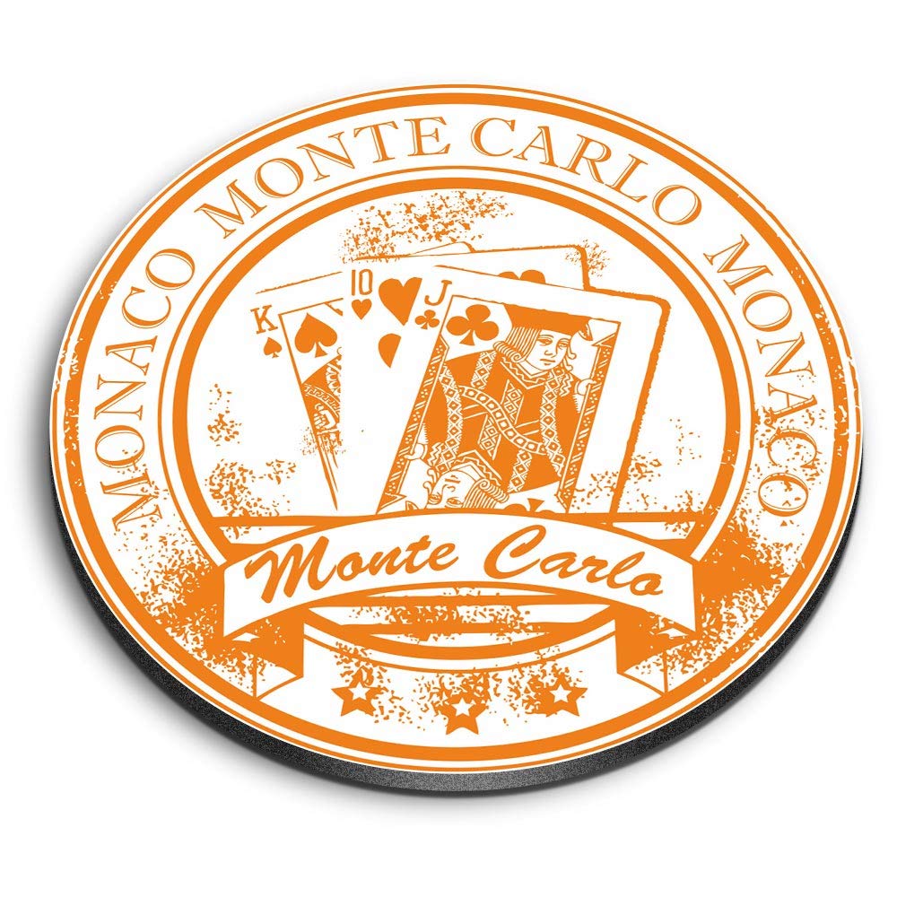 Destination Vinyl Ltd Multicolor 1 X Round Mdf Magnet - Monaco Monte Carlo Travel Stamp 5938